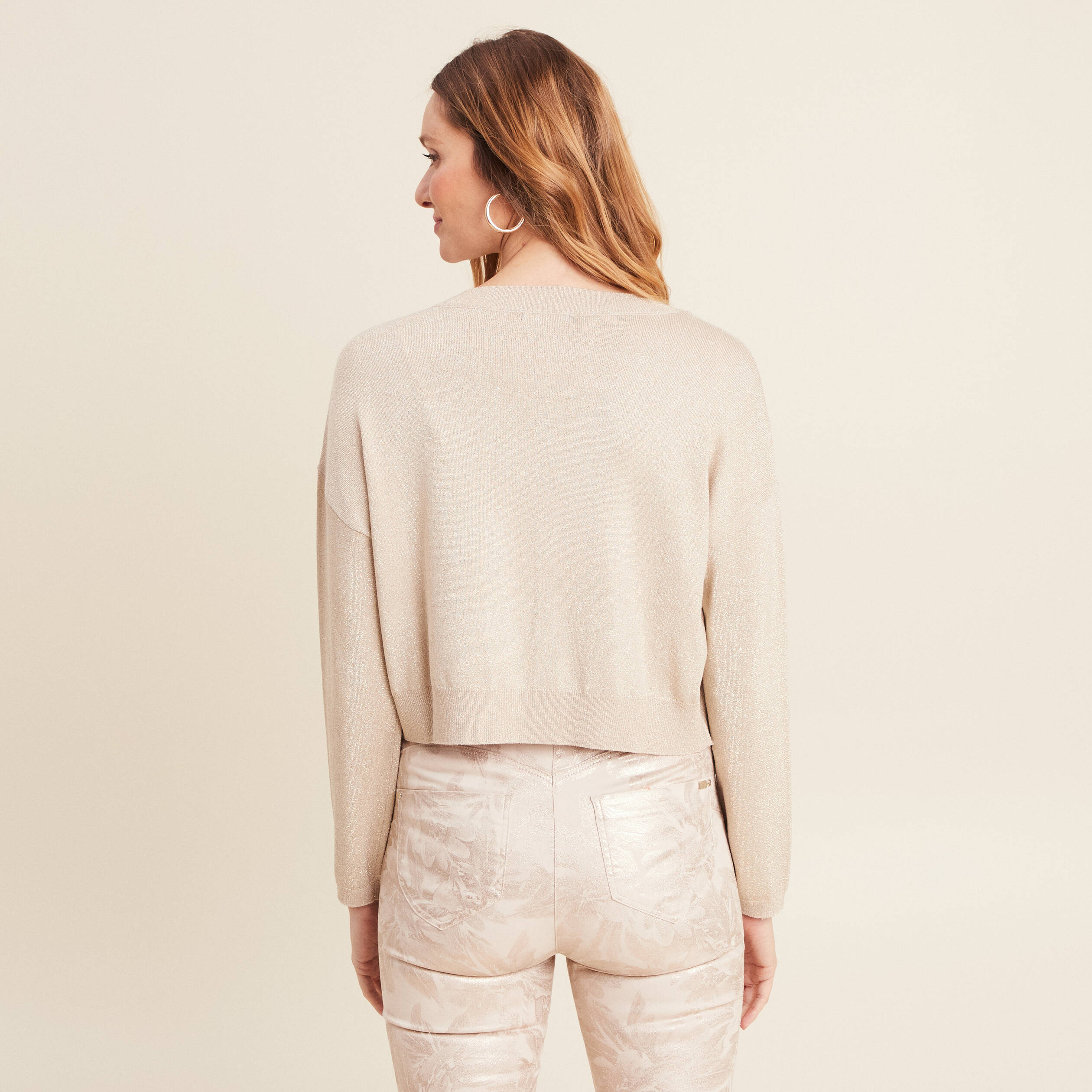 Gilet manches longues couleur or femme