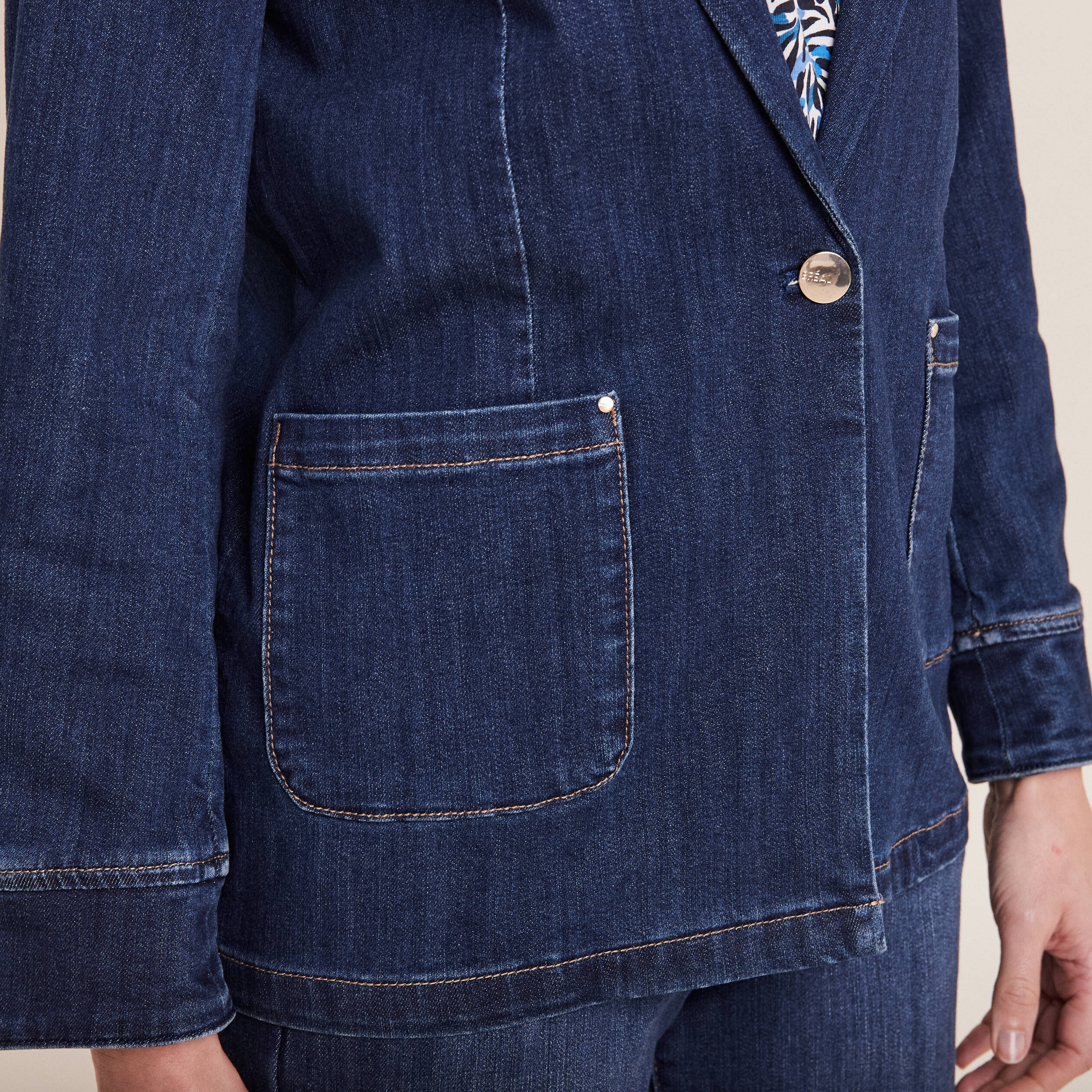 Veste tailleur en jean denim brut femme
