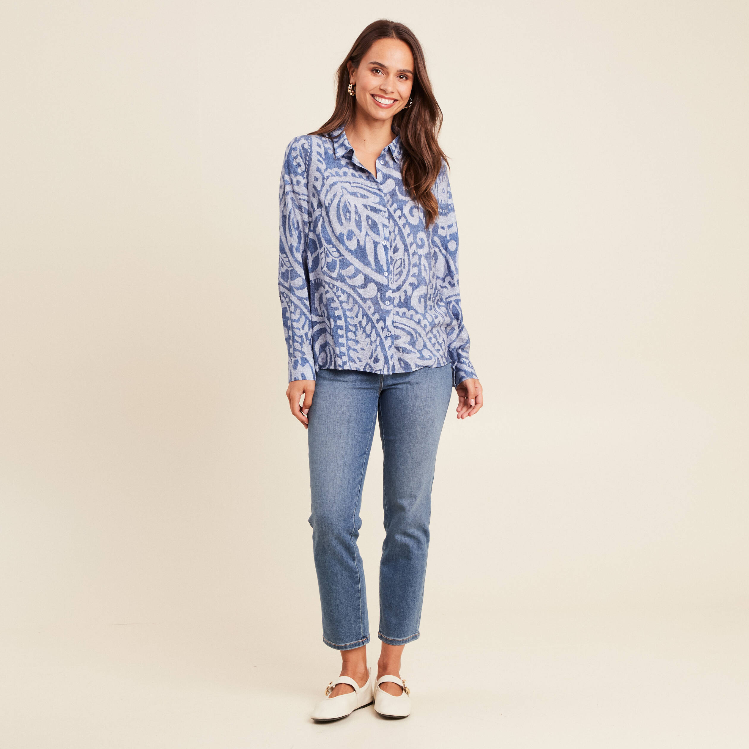chemise manches longues fluide bleu femme Chemise manches longues fluide bleu femme