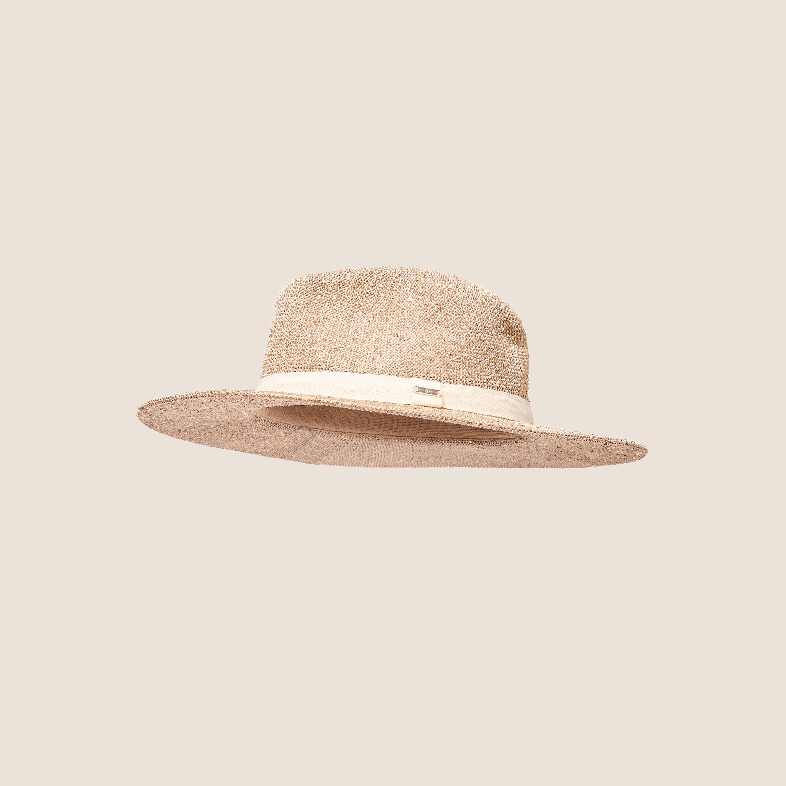 Chapeau avec sequins couleur or femme