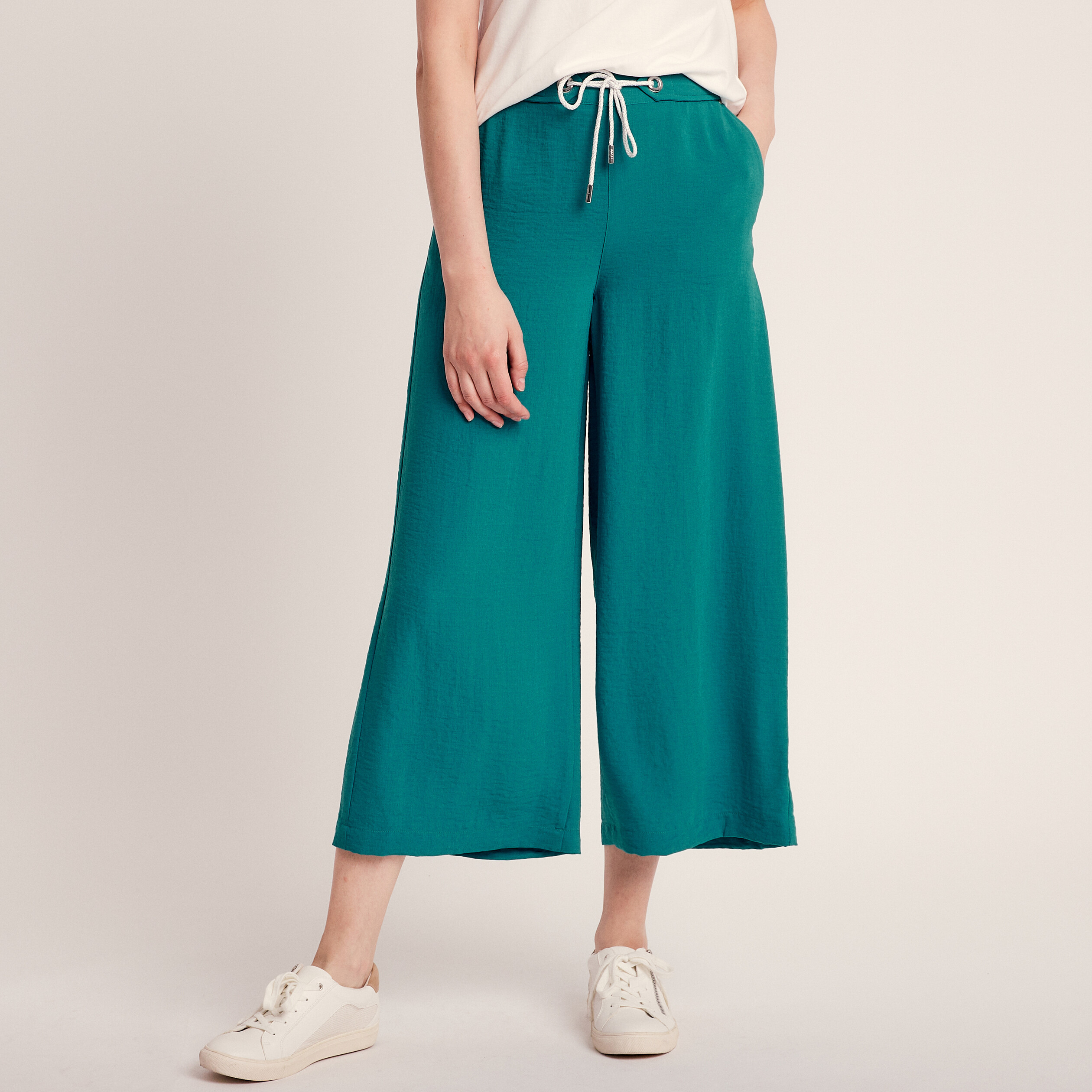 Pantalon large fluide vert femme