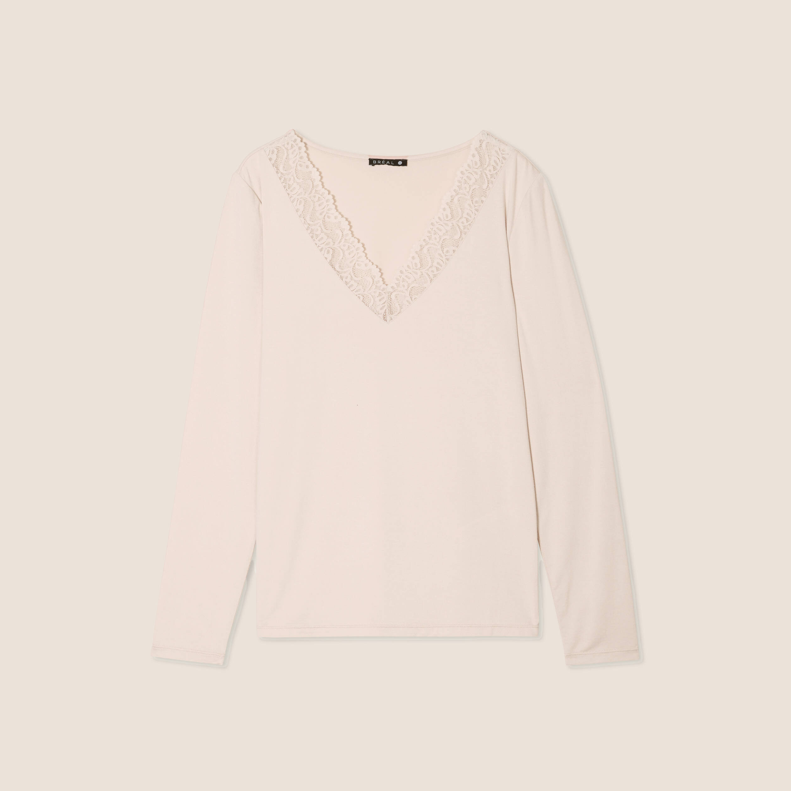 T-shirt thermo-douceur manches longues beige femme