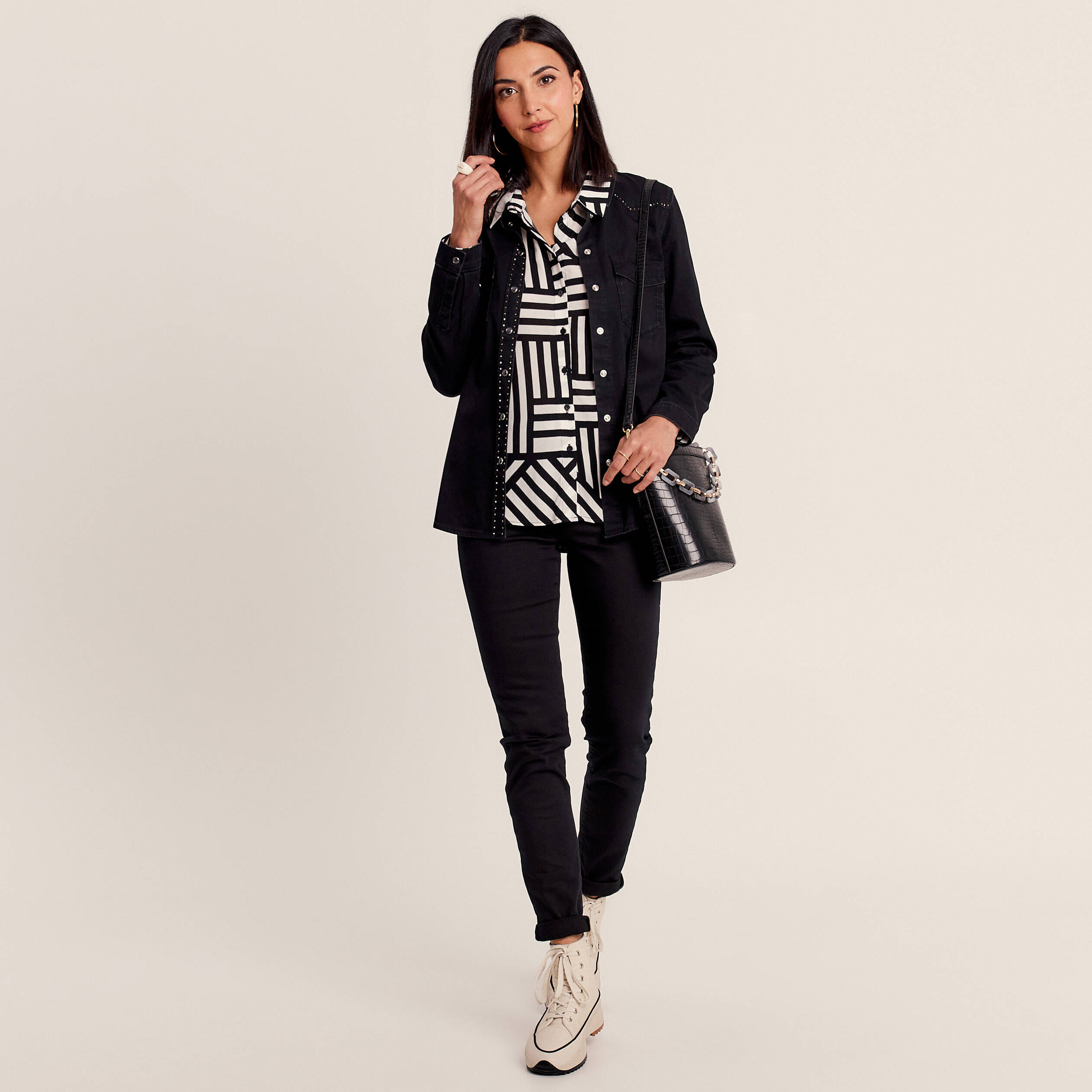 Chemise en jean noir femme