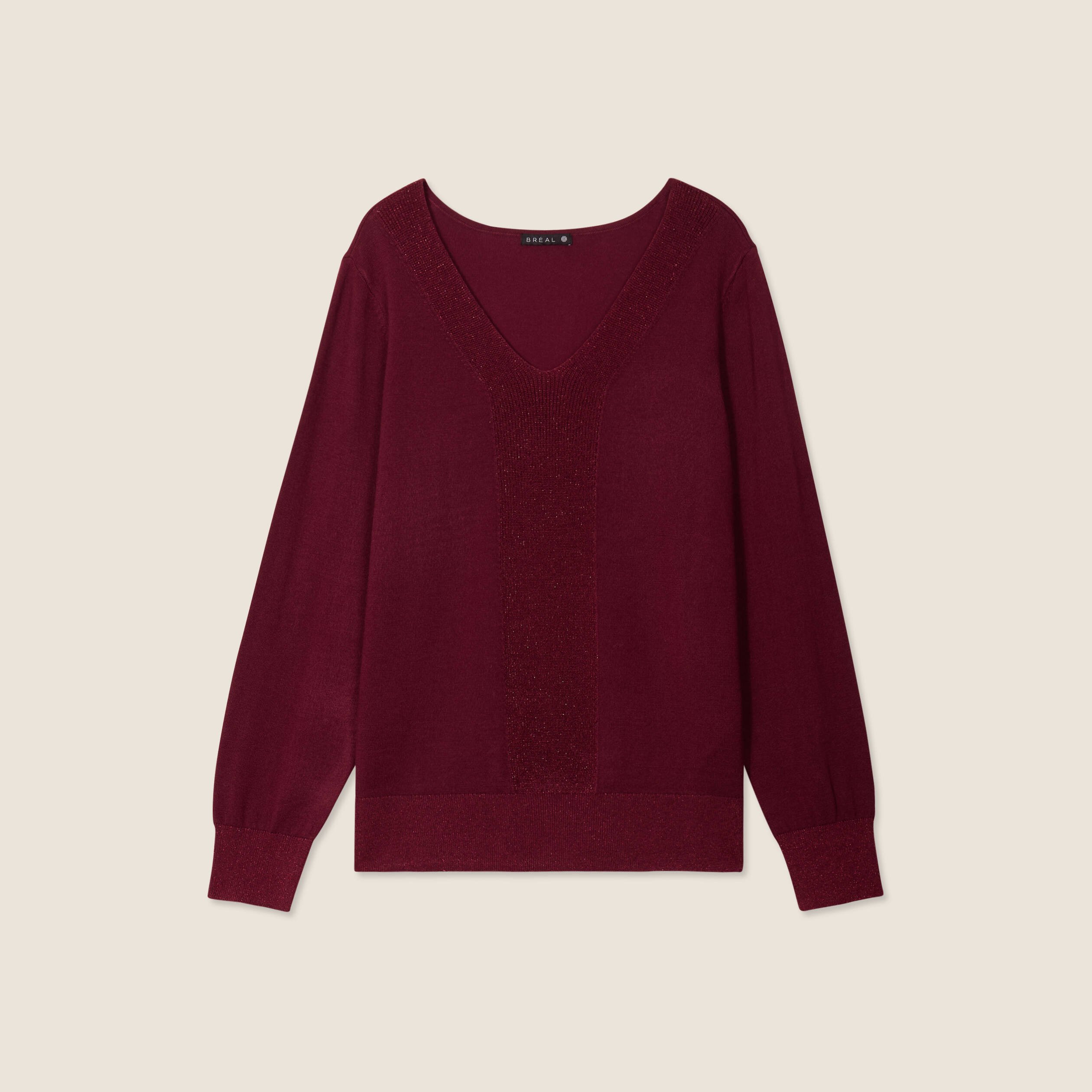 Pull manches longues bordeaux femme Breal