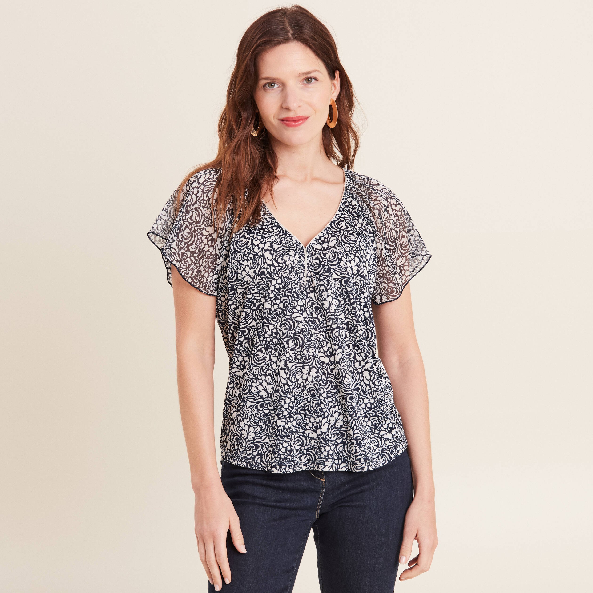 T-shirt manches courtes bleu femme