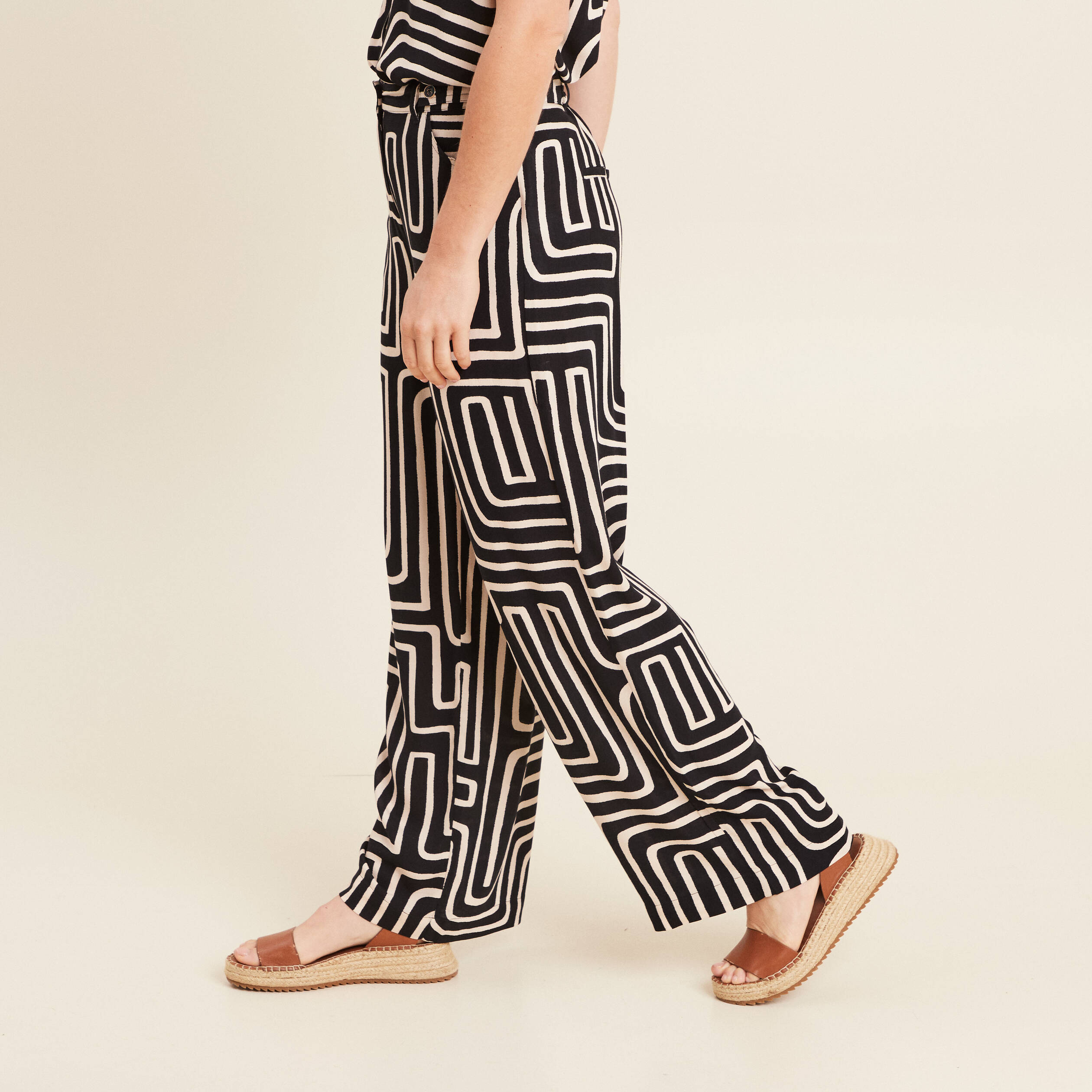pantalon large taille haute noir femme Pantalon large taille haute noir femme
