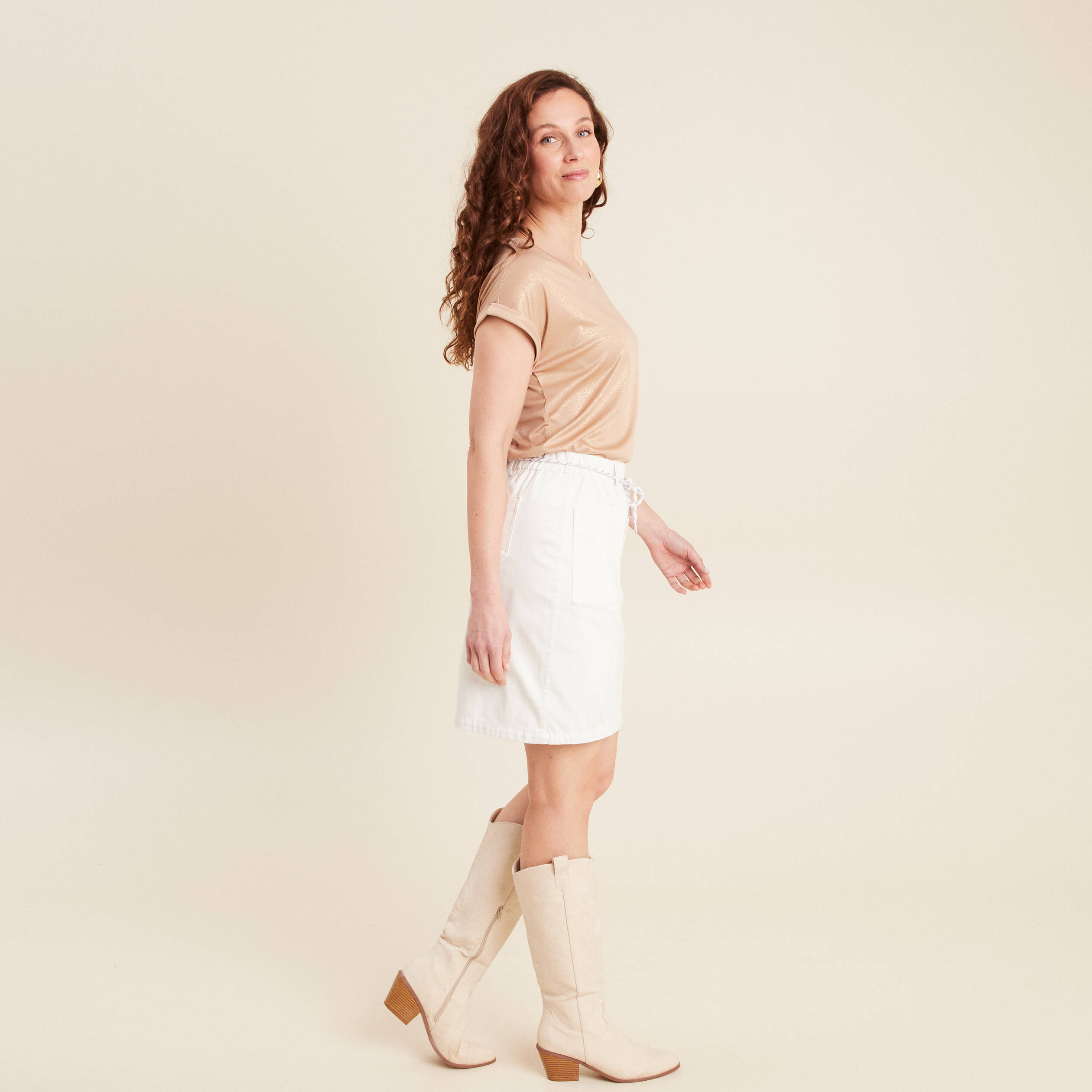 Jupe droite réversible blanc femme