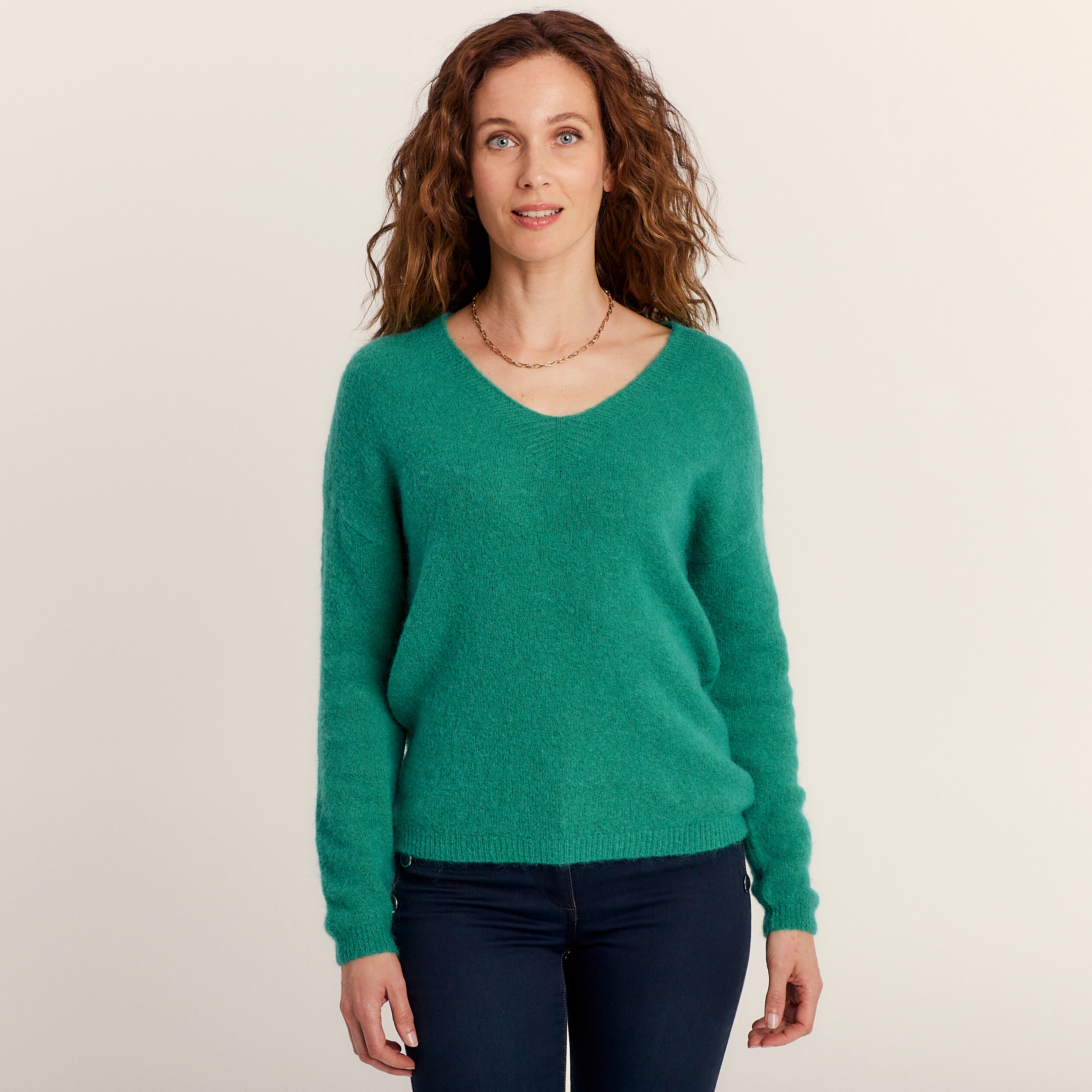 Pull manches longues vert menthe femme