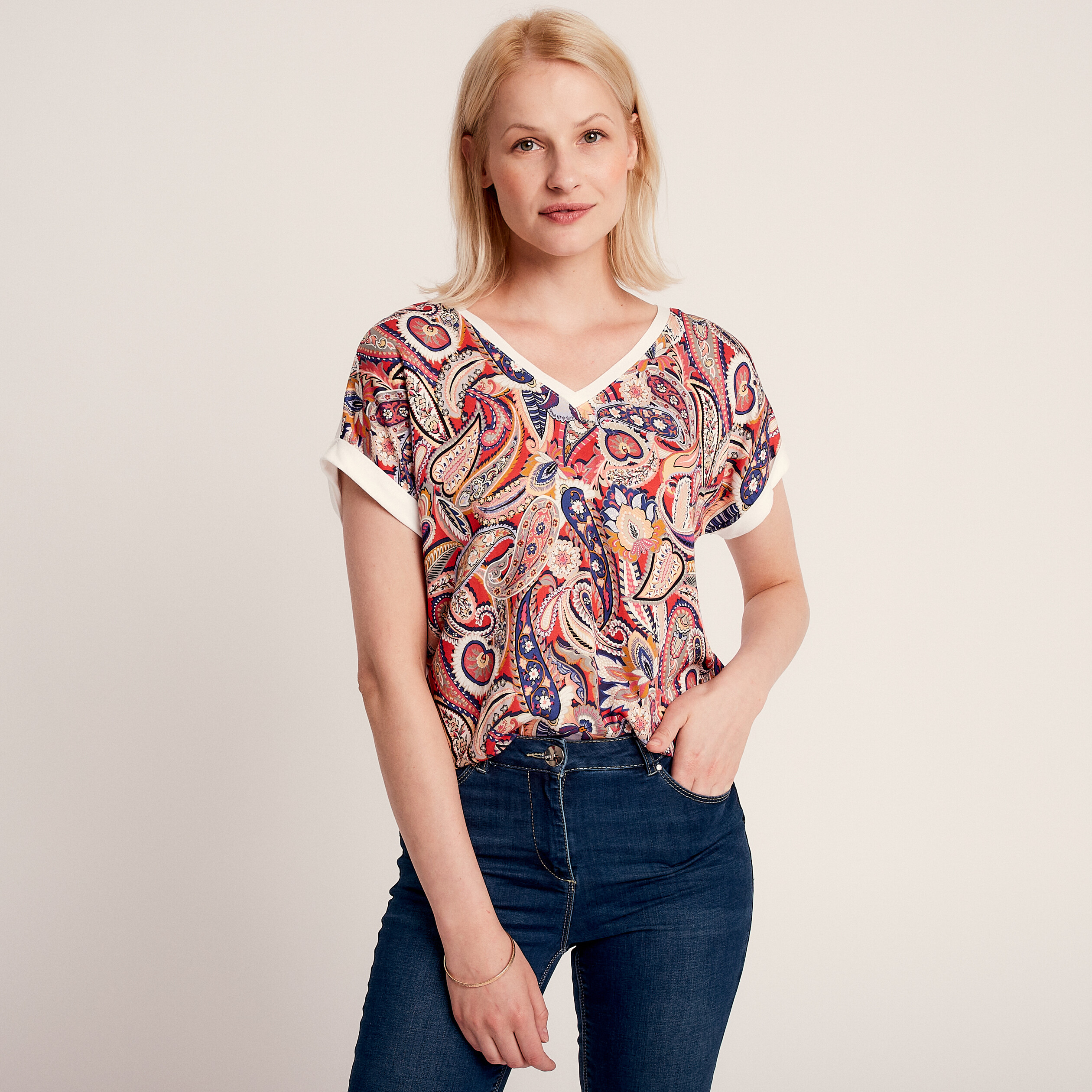 T shirt manches courtes multicolore femme