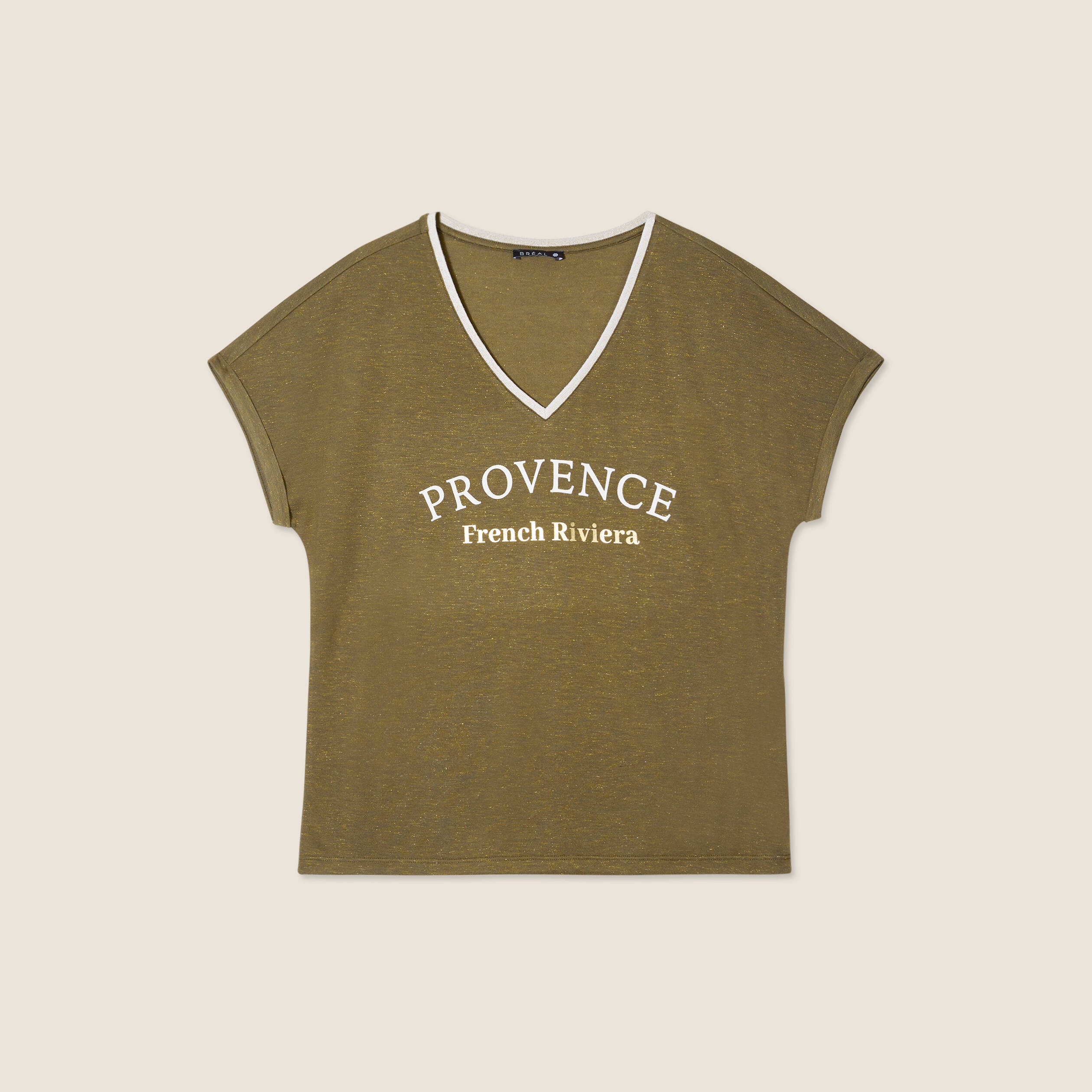 T-shirt manches courtes vert olive femme