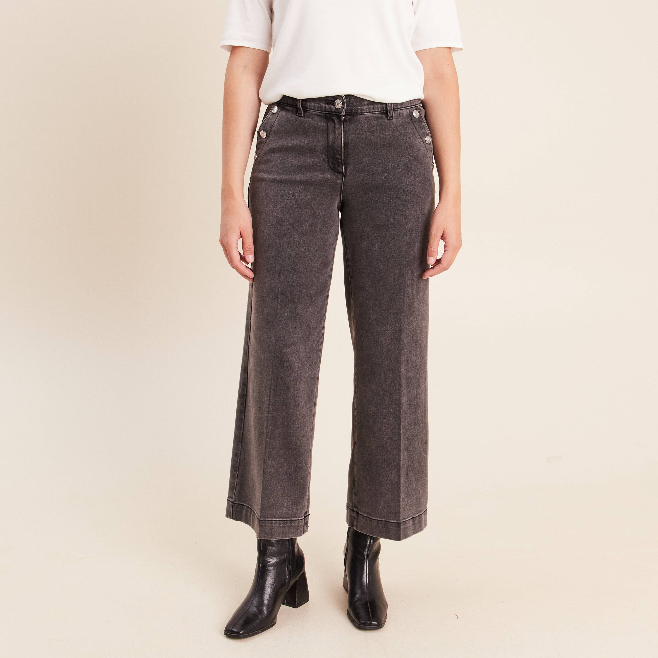 Jean denim gris femme