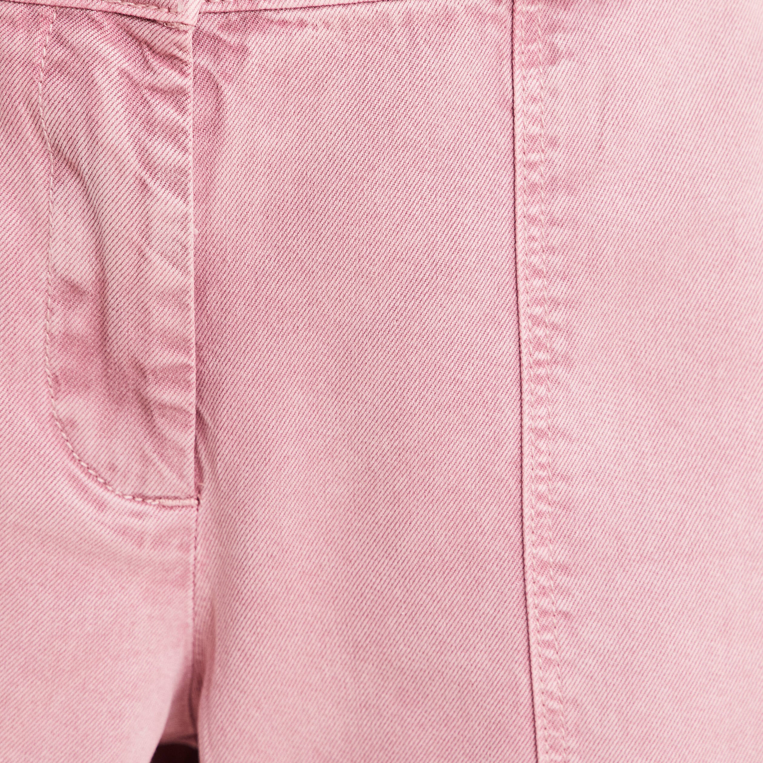 Pantalon large taille haute fluide rose femme