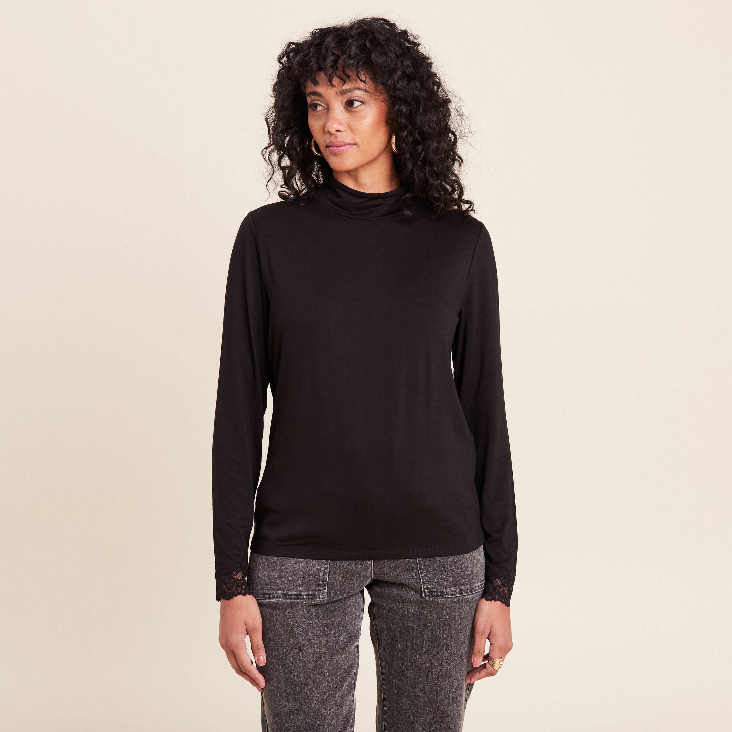 T-shirt thermo-douceur manches longues noir femme
