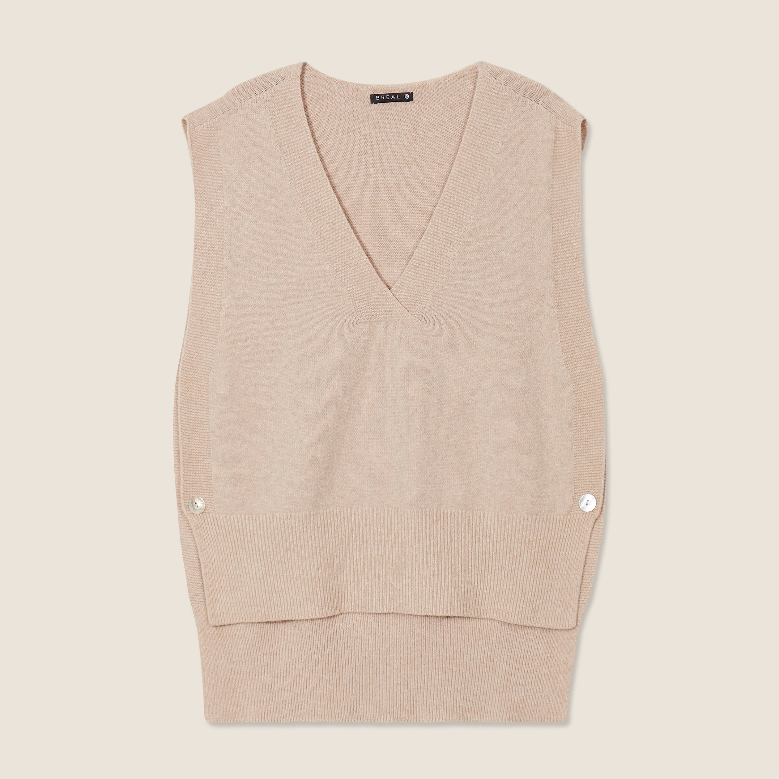 Pull sans manches creme femme