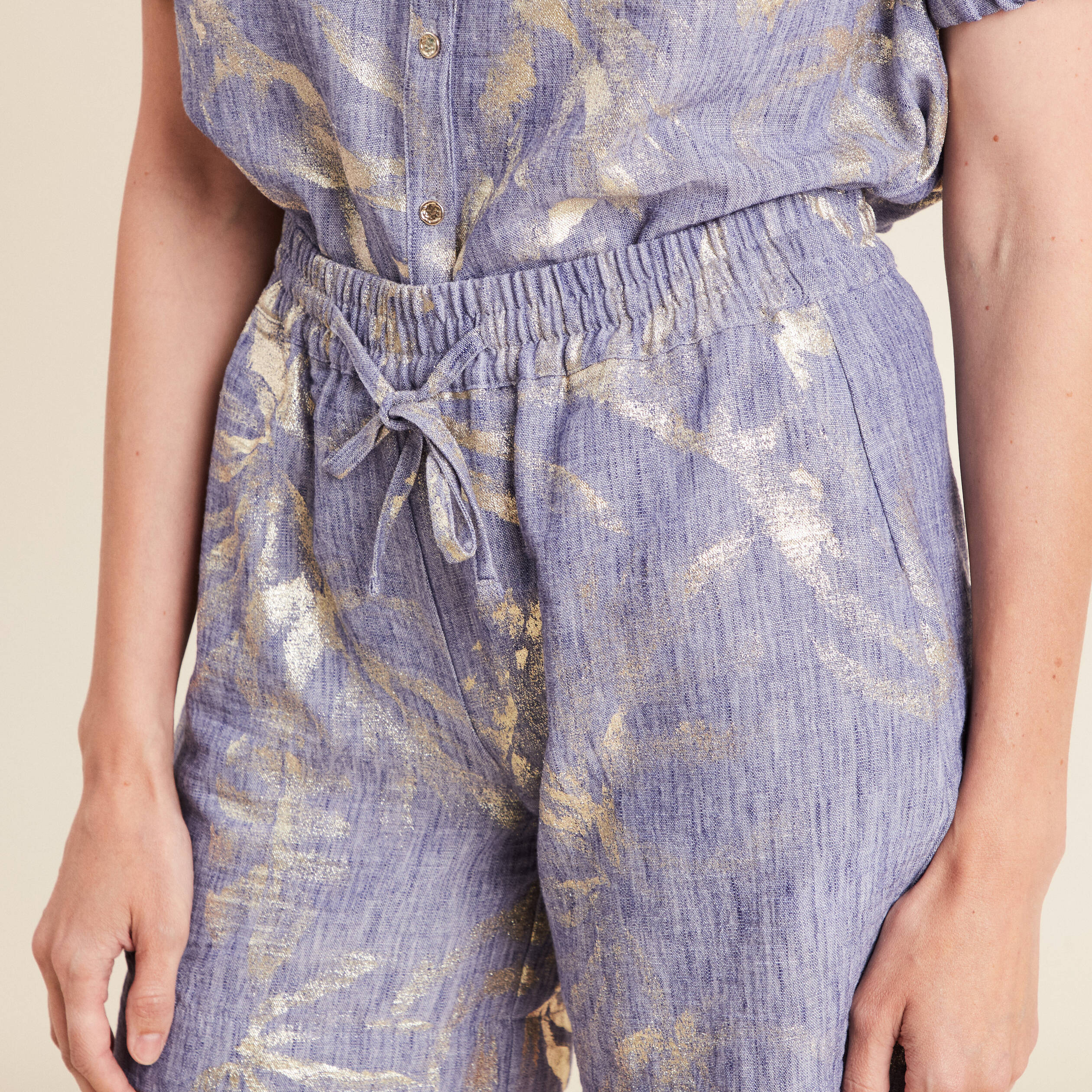 Short taille haute bleu lavande femme