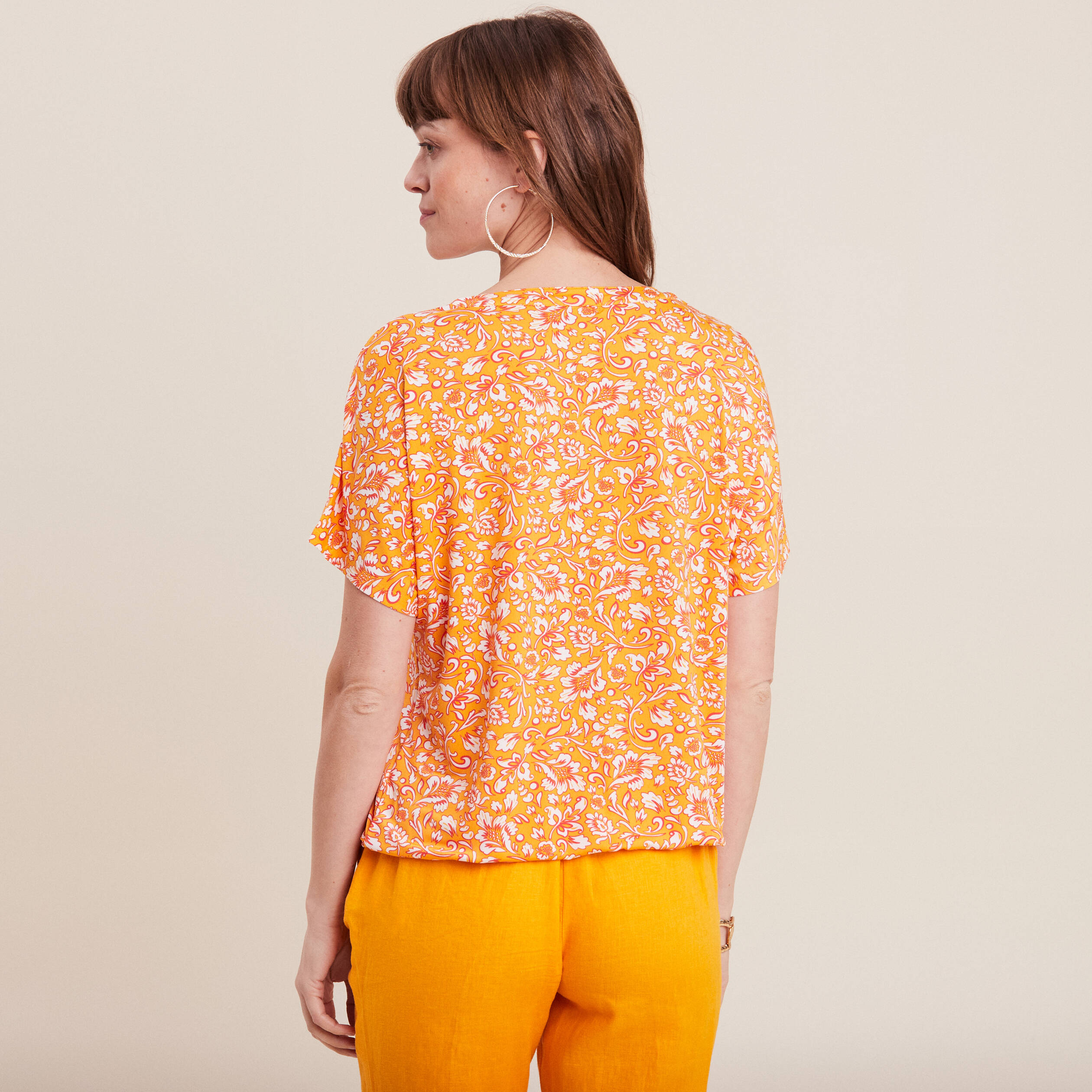 T-shirt manches courtes jaune fonc&eacute; femme