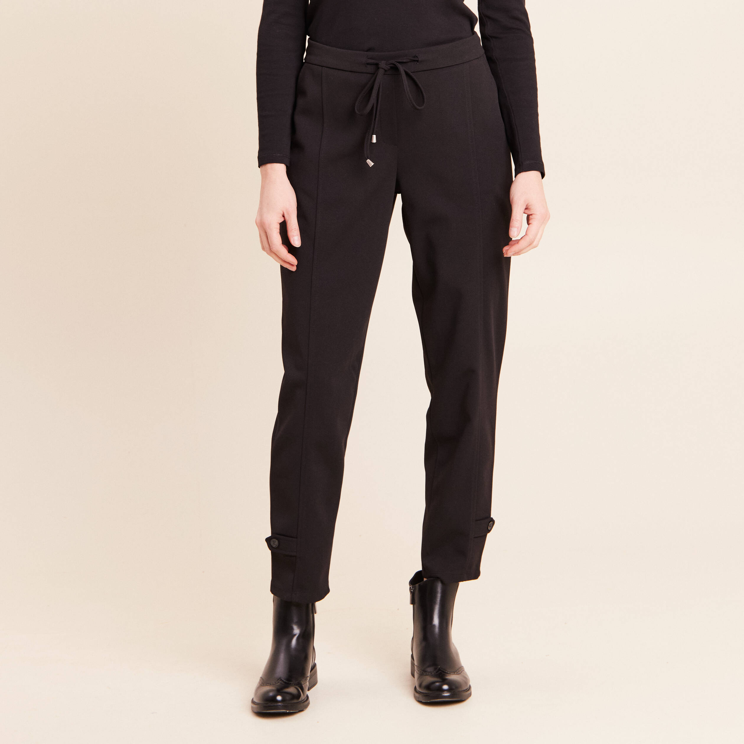 Pantalon large 7/8ème taille haute noir femme | Bréal