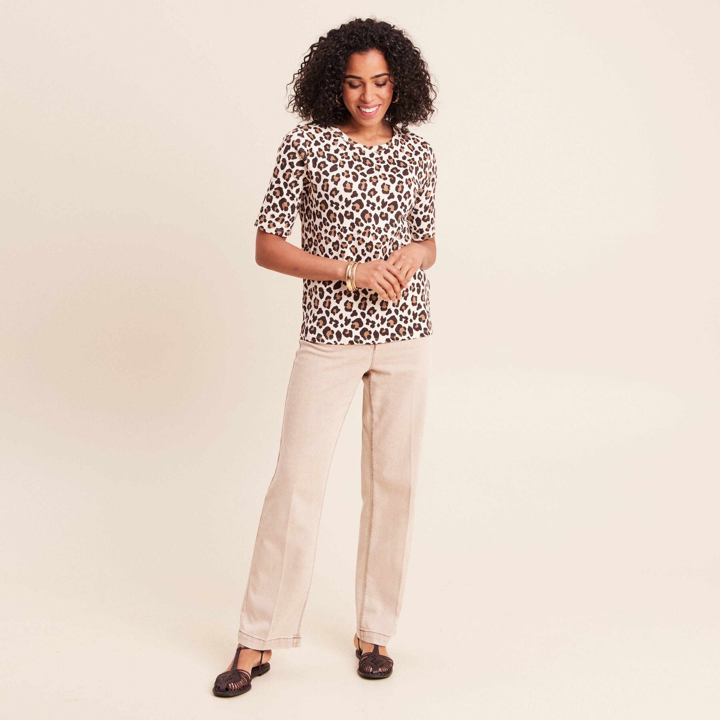 T-shirt en coton biologique marron femme