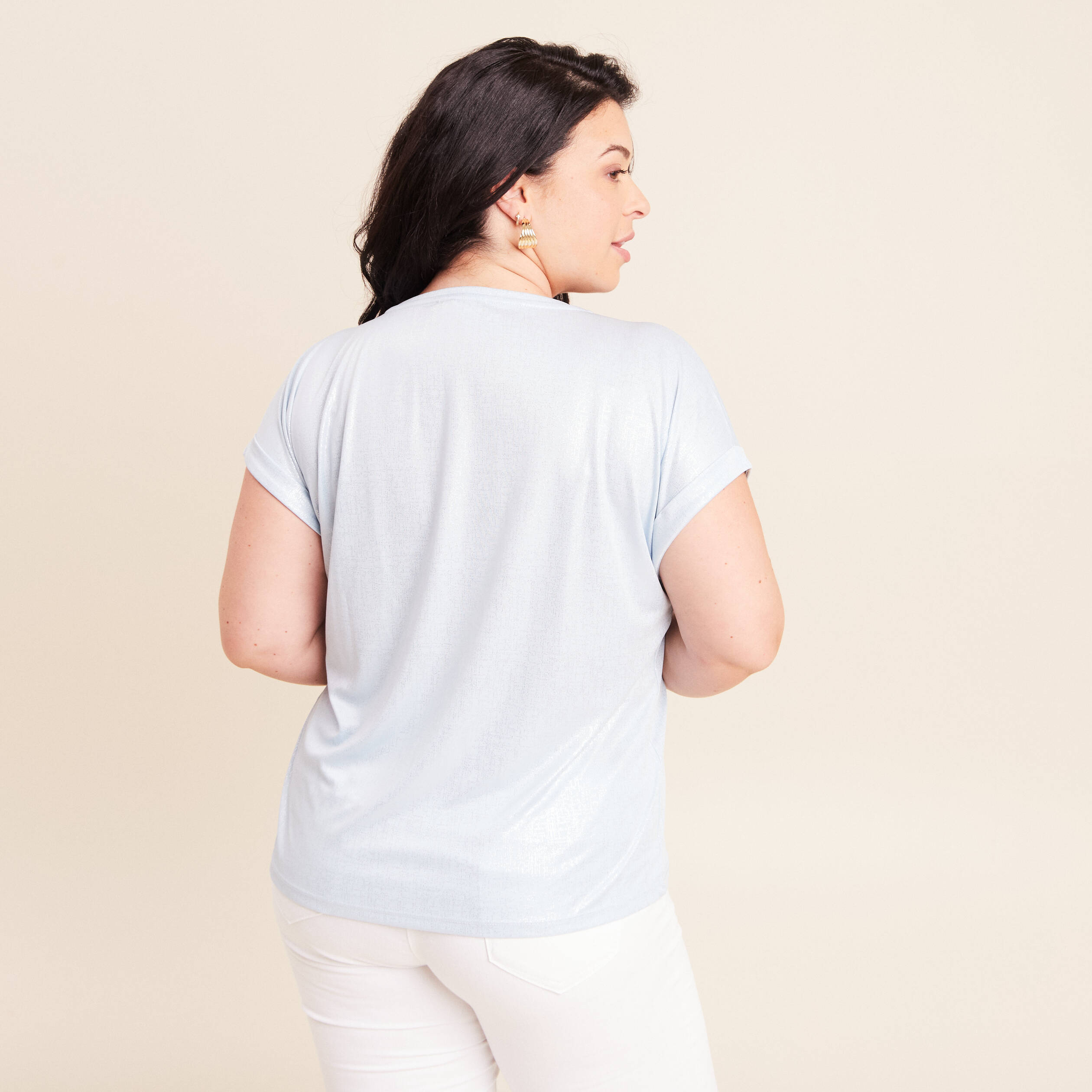 T-shirt manches courtes bleu ciel femme
