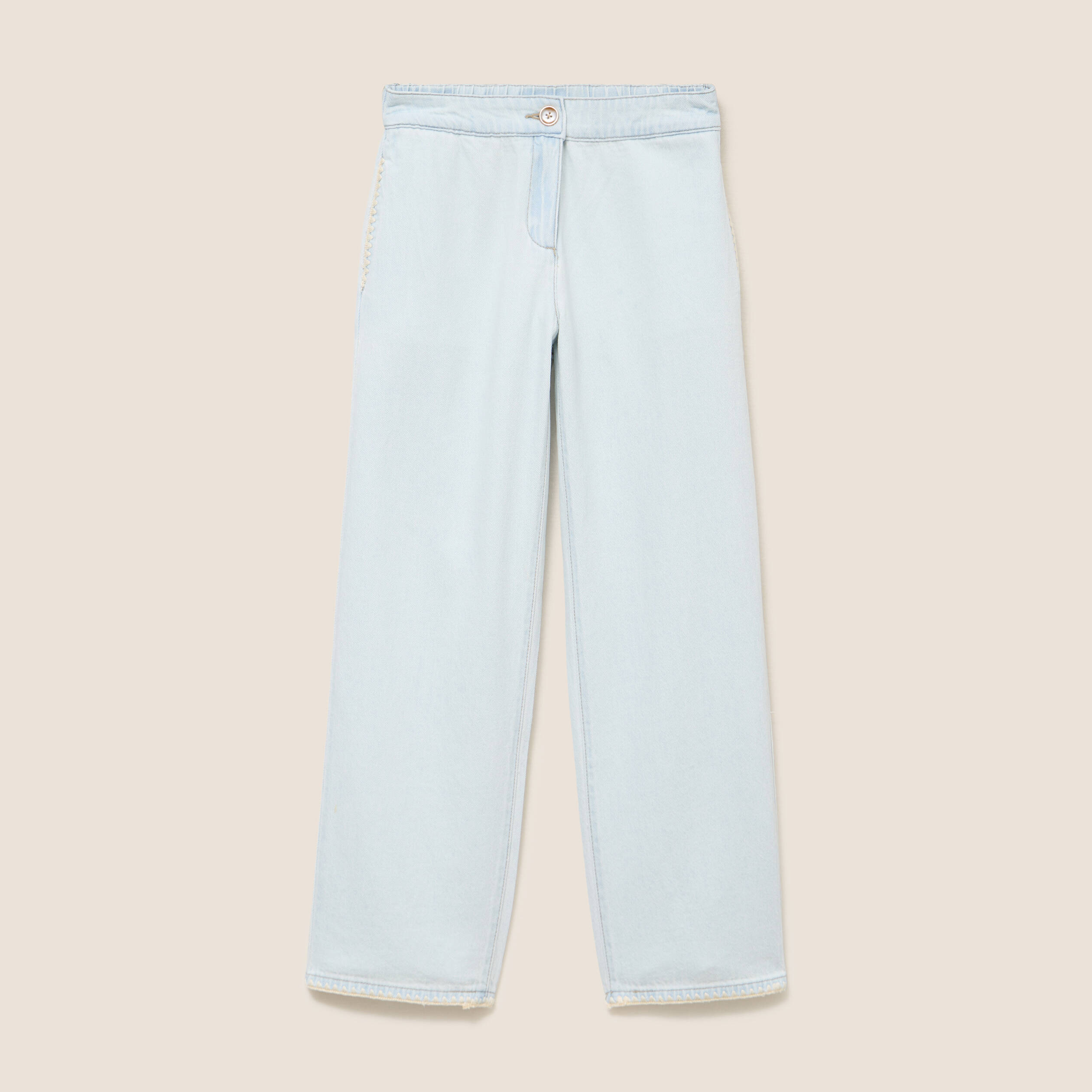 Jean large en coton denim bleach femme