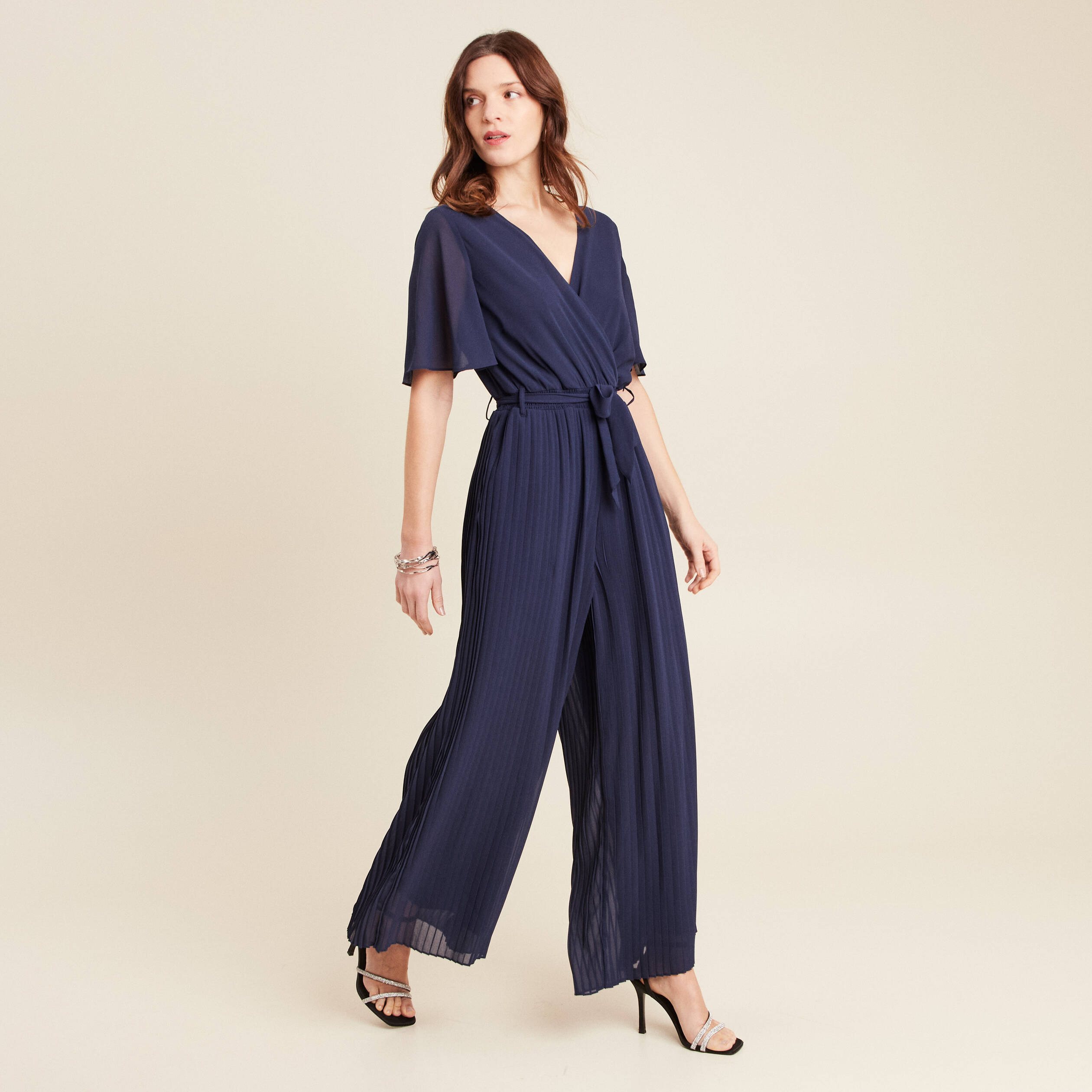 Combinaison pantalon fluide bleu marine femme