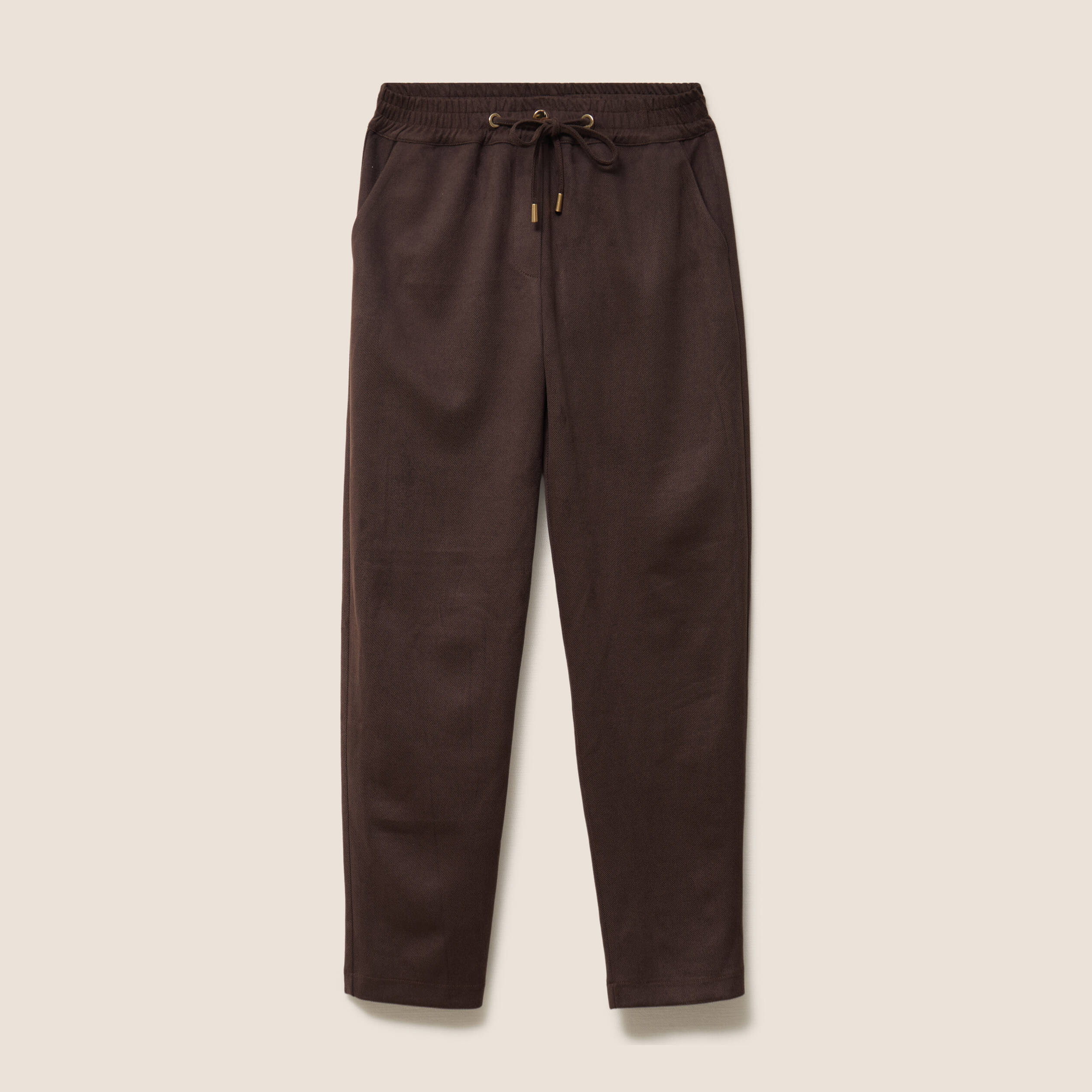 Jogging aspect daim marron fonc&eacute; femme