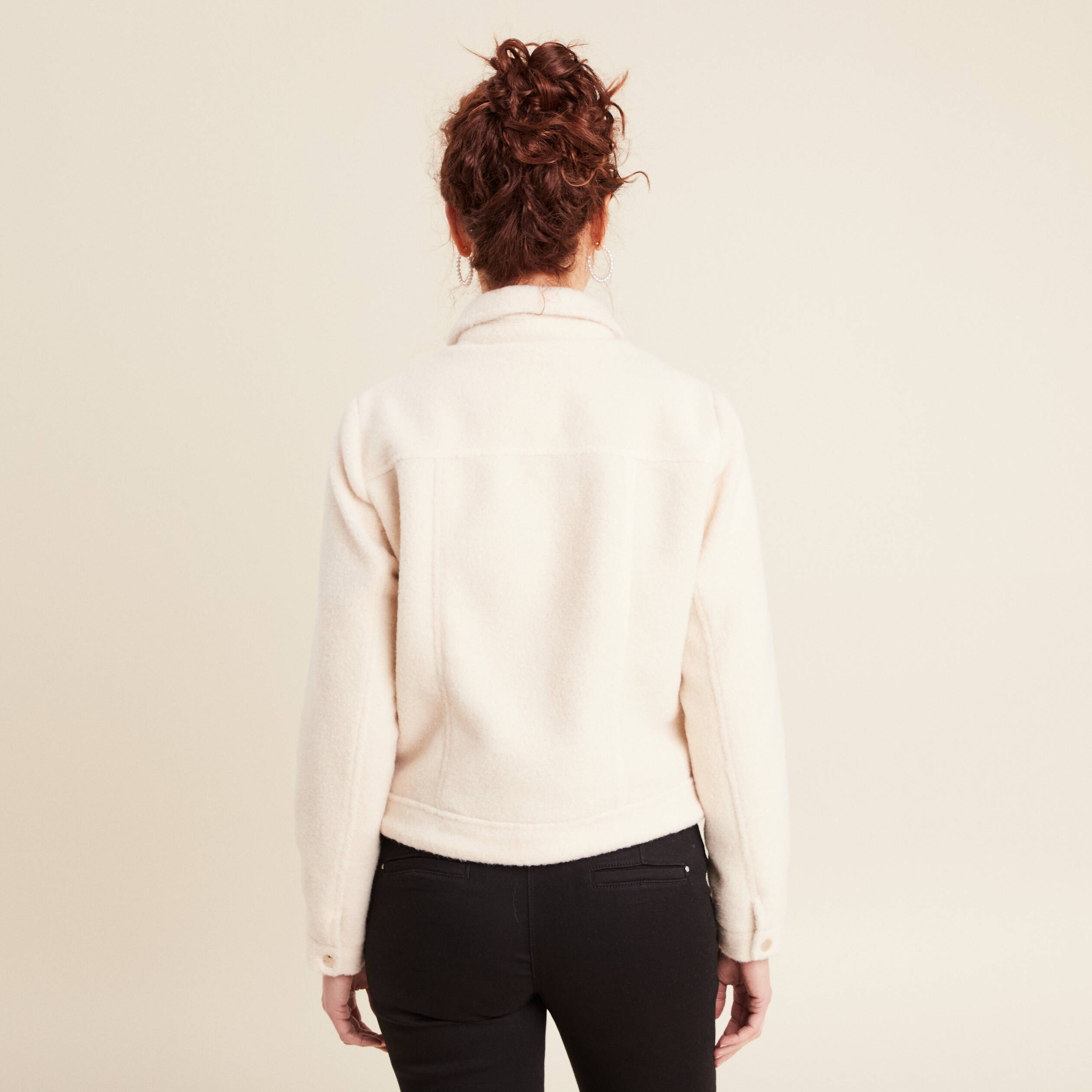 Veste droite bouclette ivoire femme