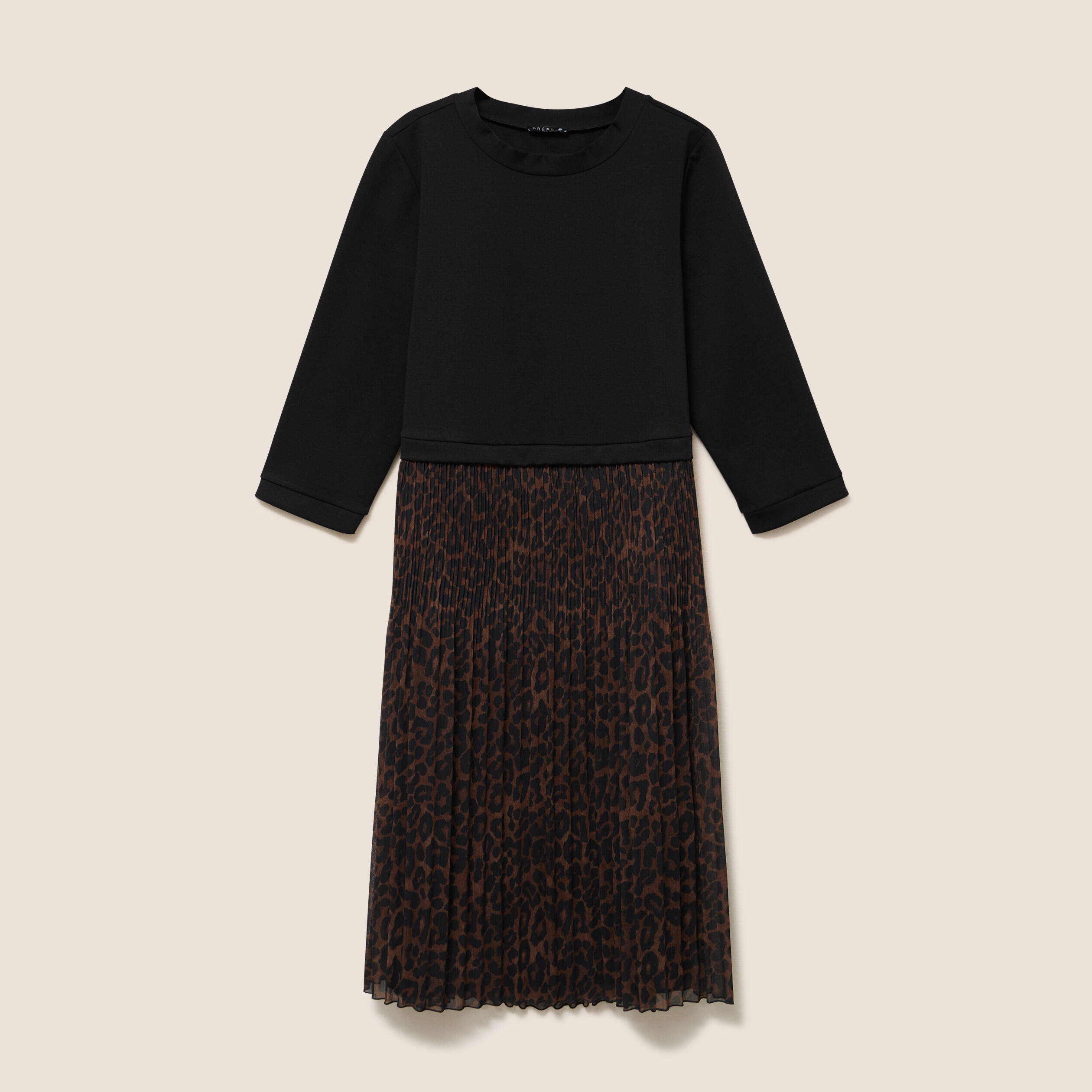 Robe bi-mati&egrave;re &eacute;vas&eacute;e col rond marron femme