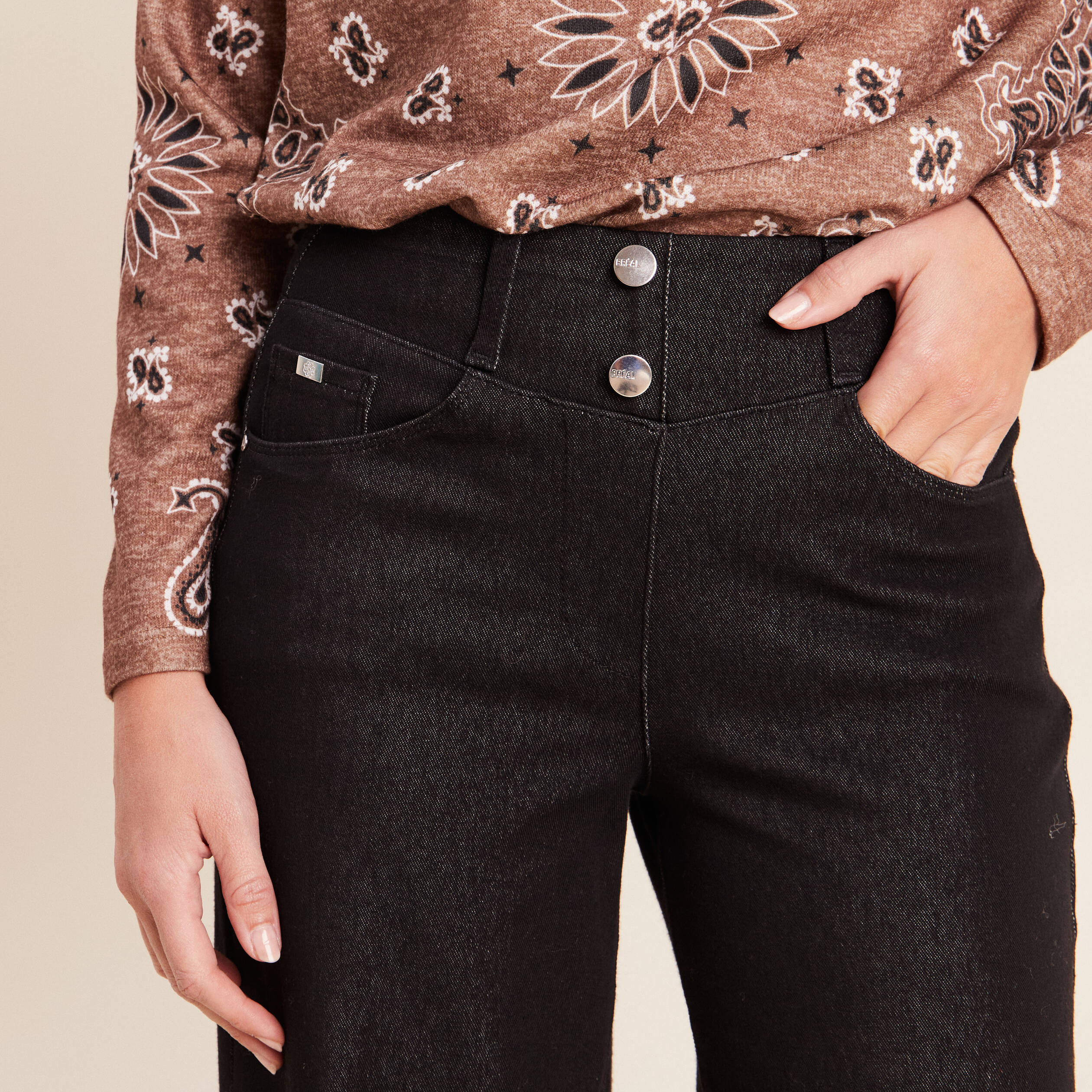 Pantalon Magique L'Enfilable denim noir femme
