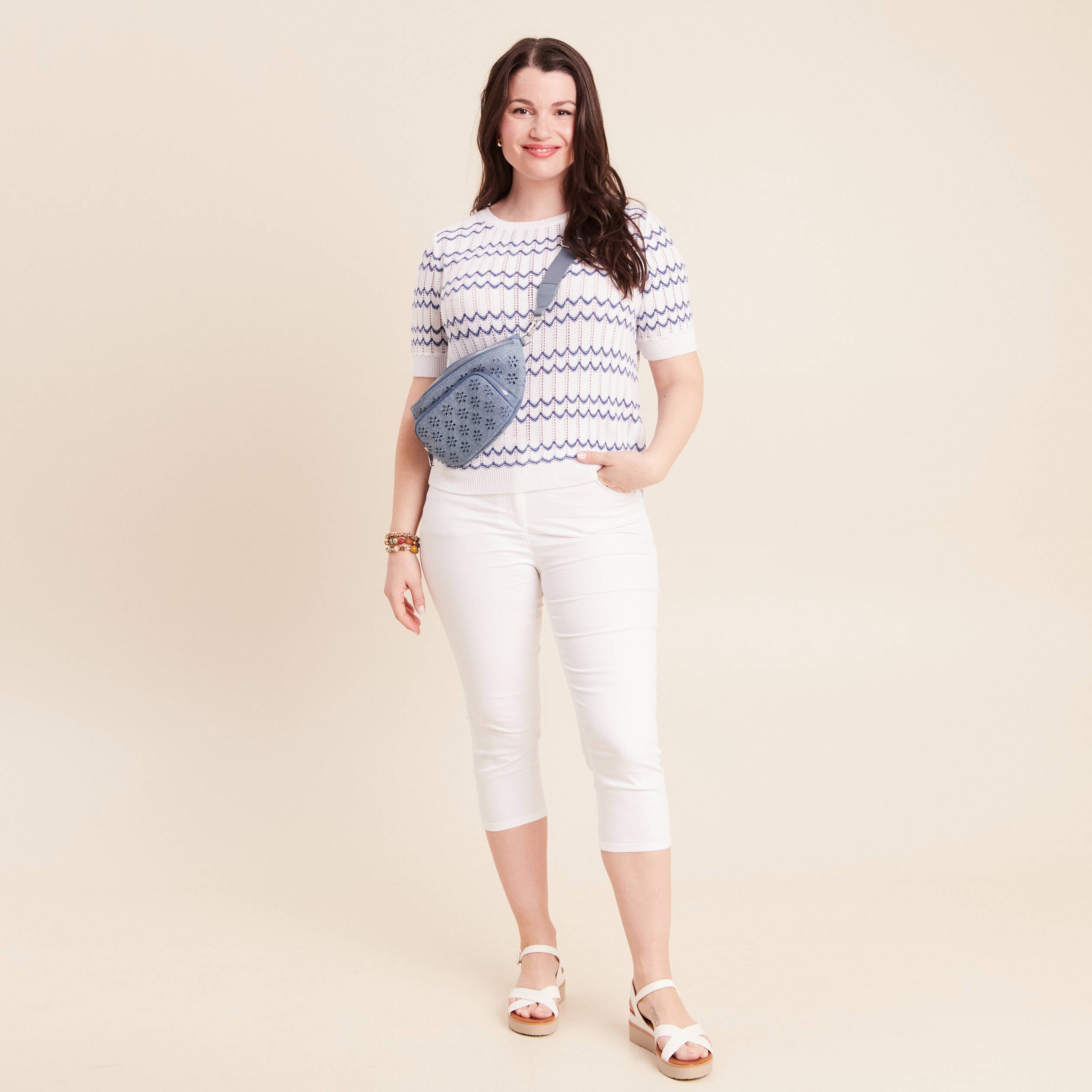 Pantacourt magique Le L&eacute;ger coupe droite blanc femme