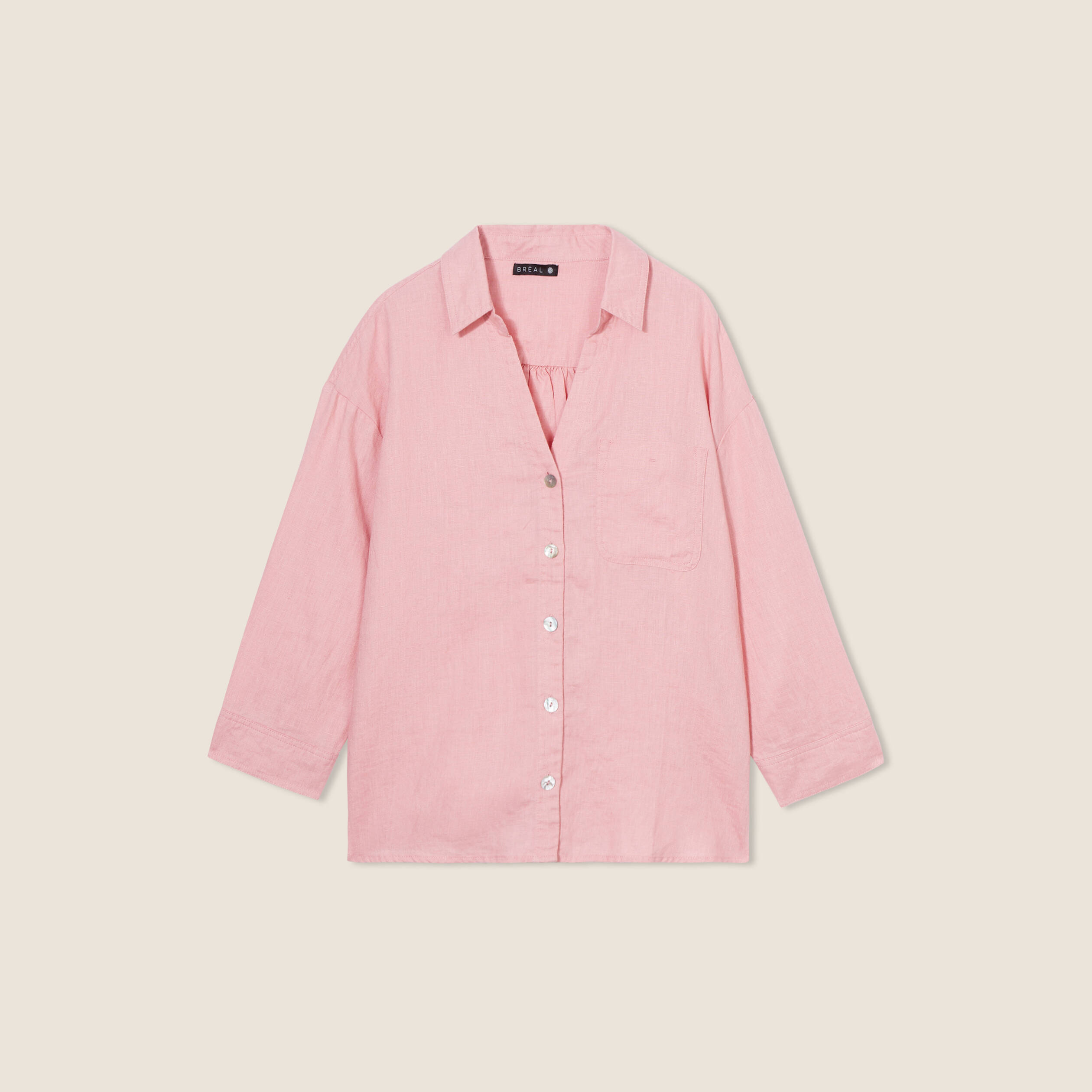 Chemise manches 3/4 vieux rose femme