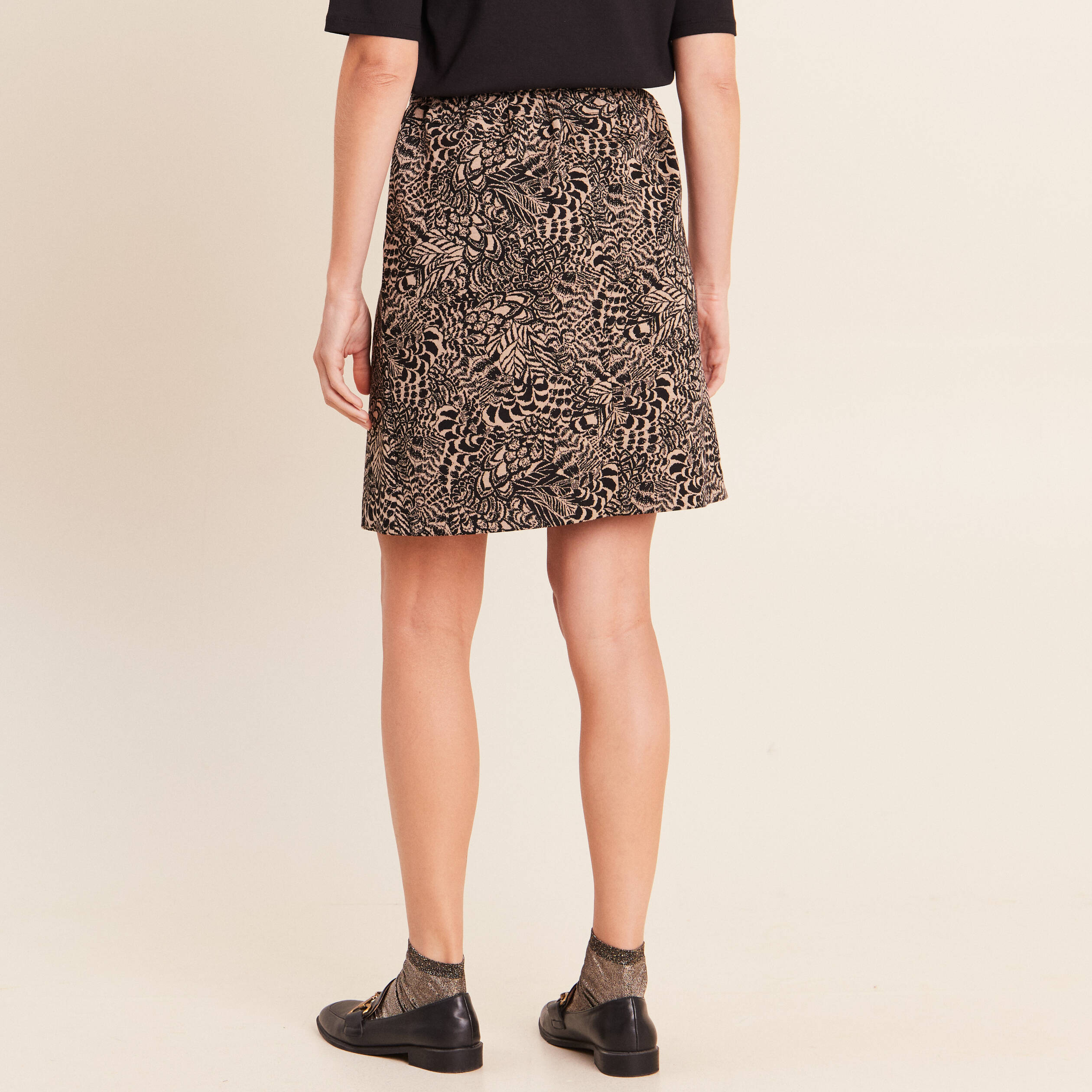 Jupe jacquard taille standard beige femme