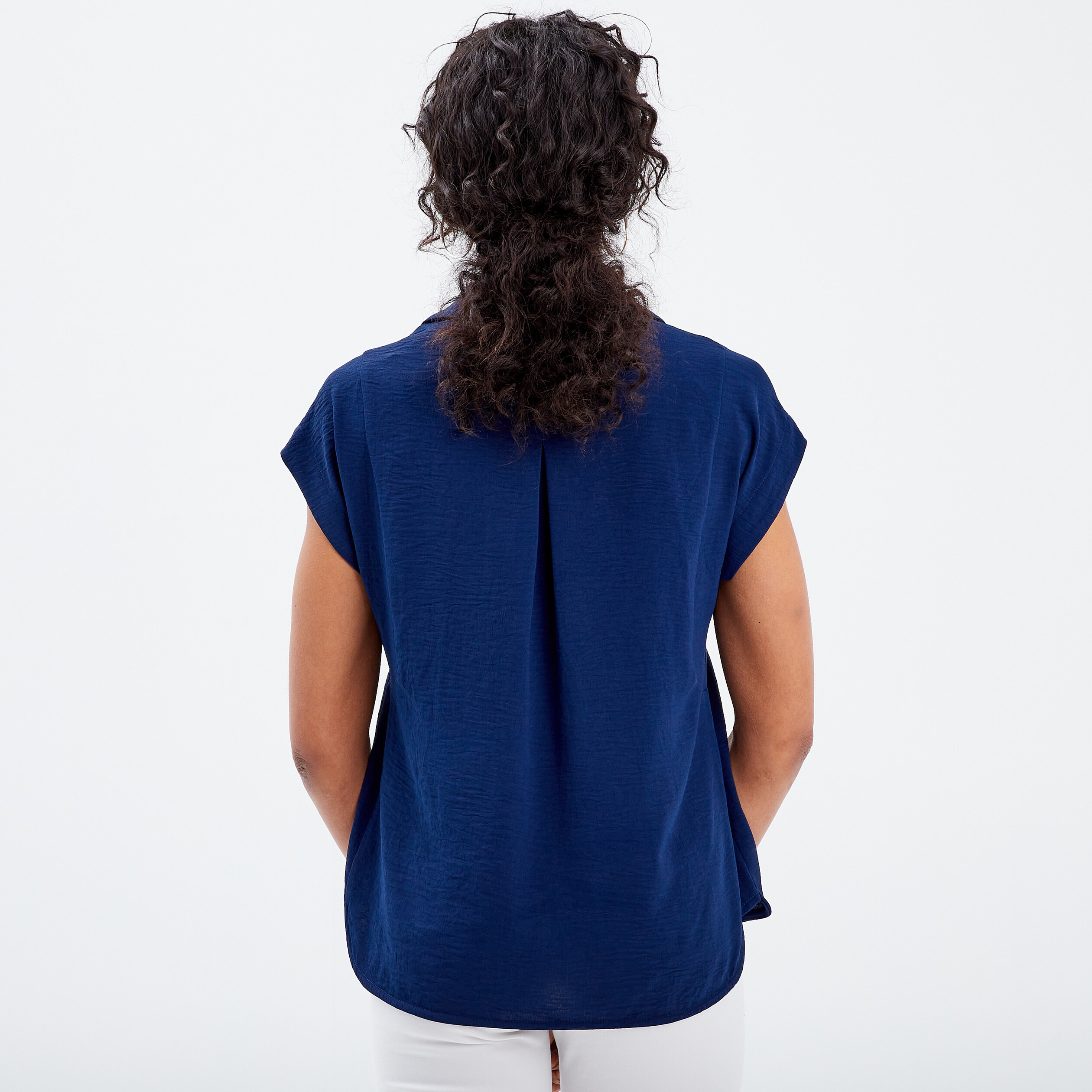 Blouse manches courtes bleu marine femme