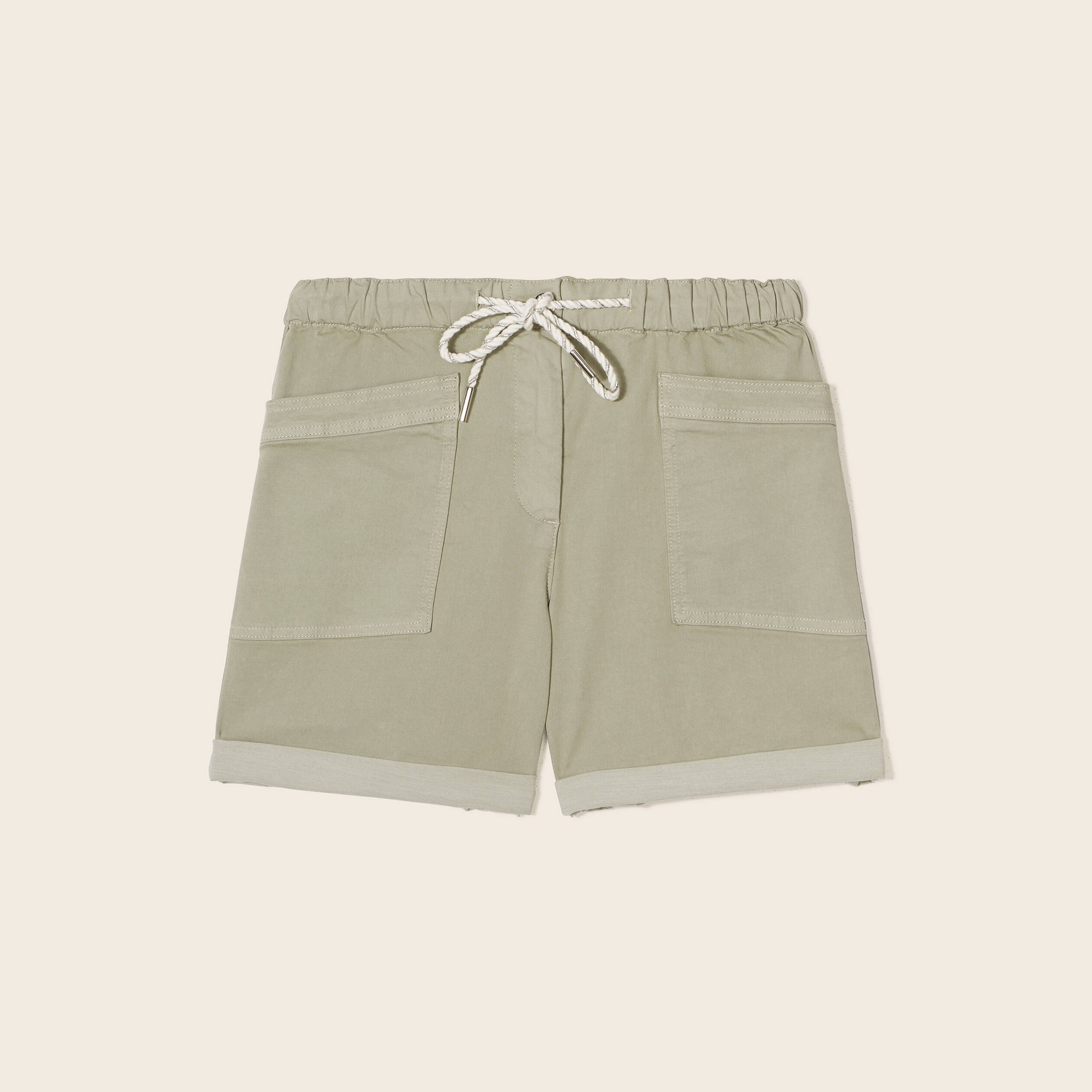 Short droit taille élastiquée vert clair femme