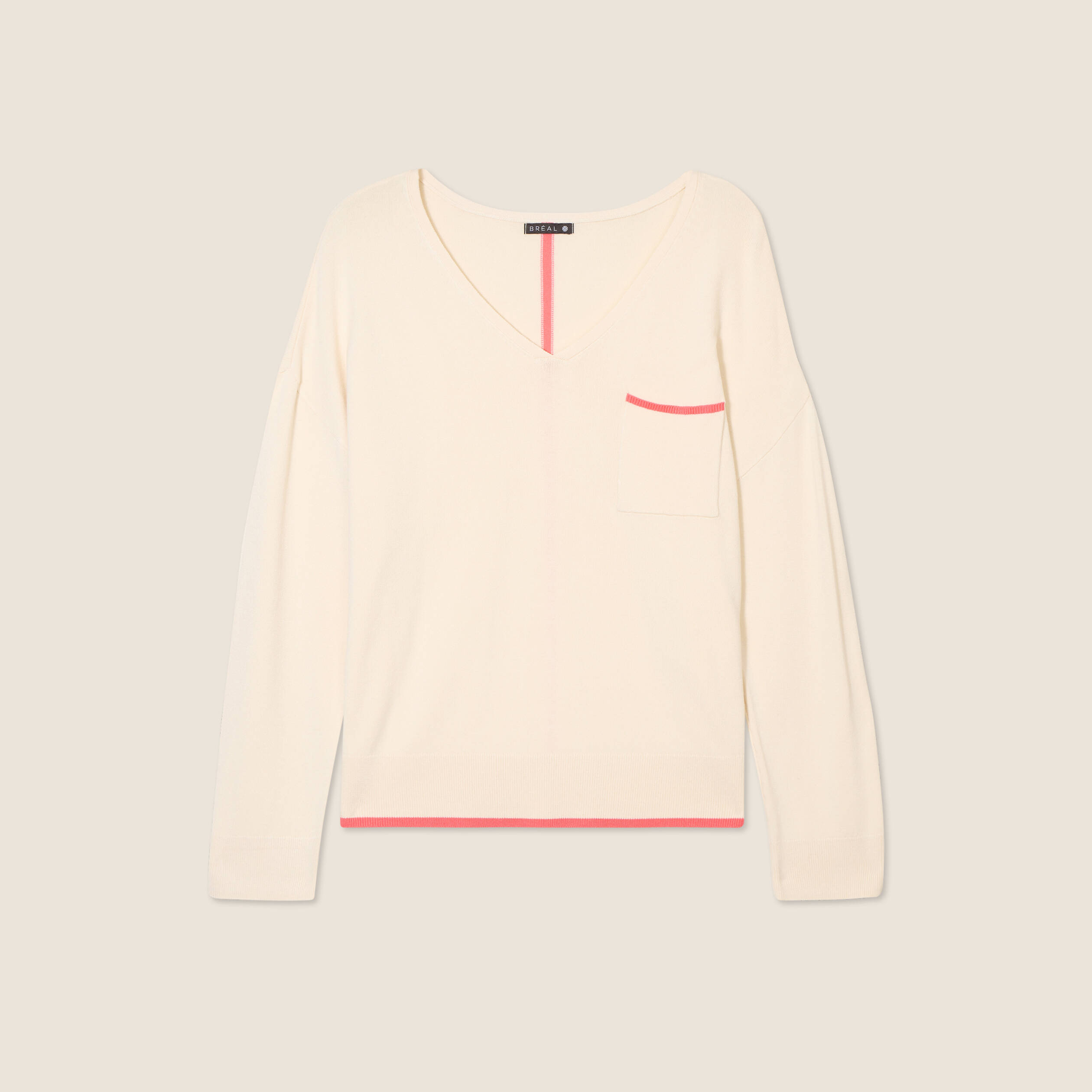 Pull manches longues ecru femme
