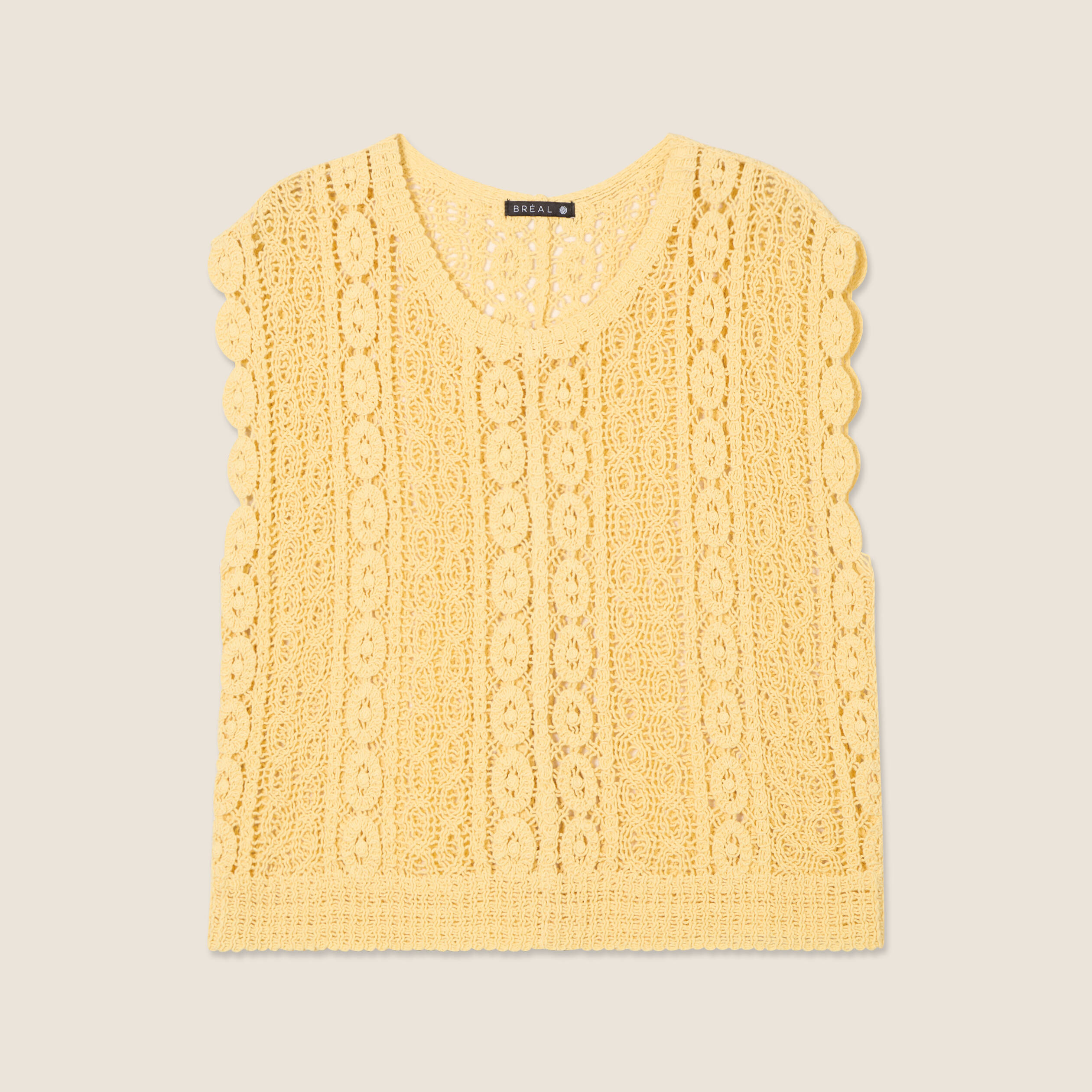 Débardeur macramé jaune femme