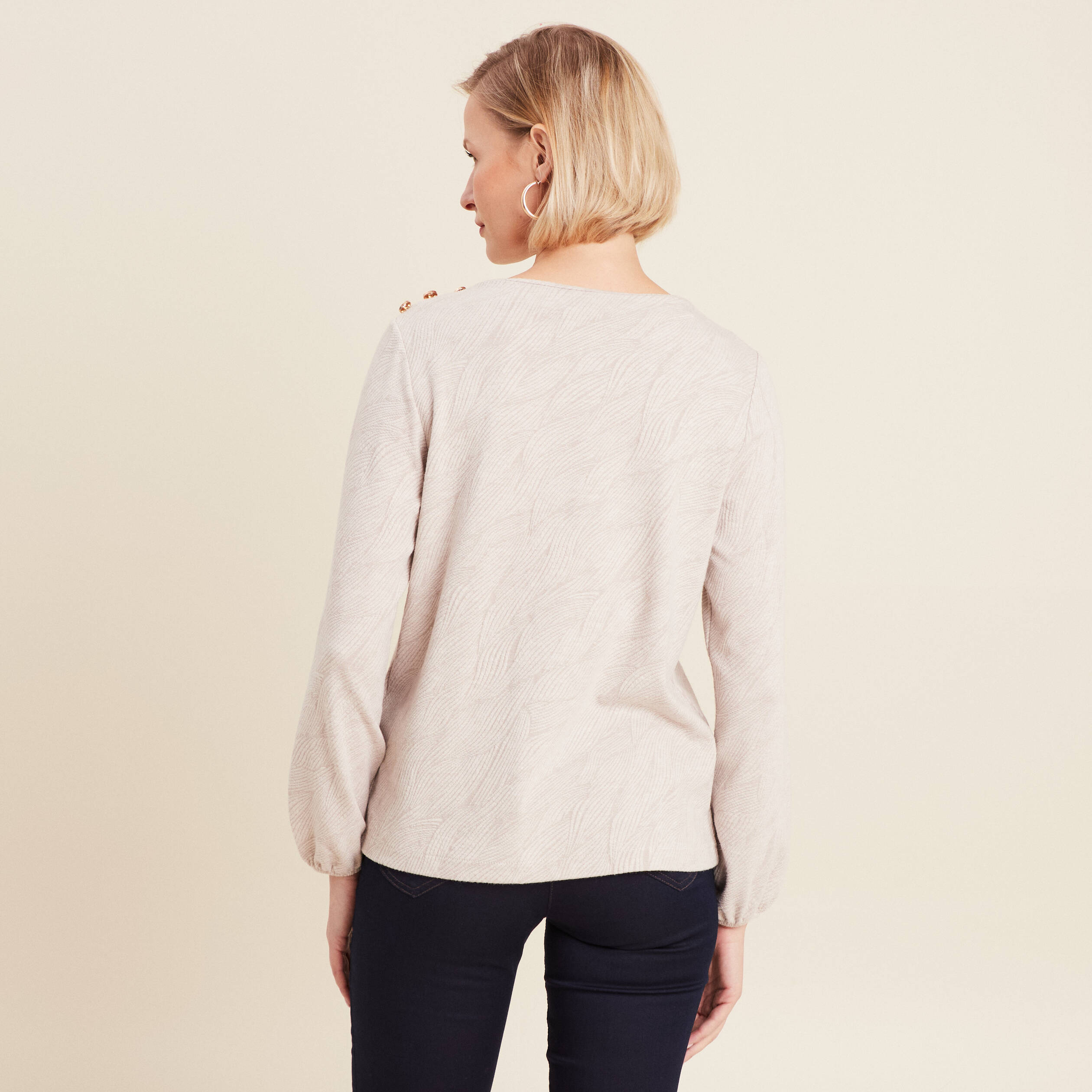 T-shirt manches longues beige femme