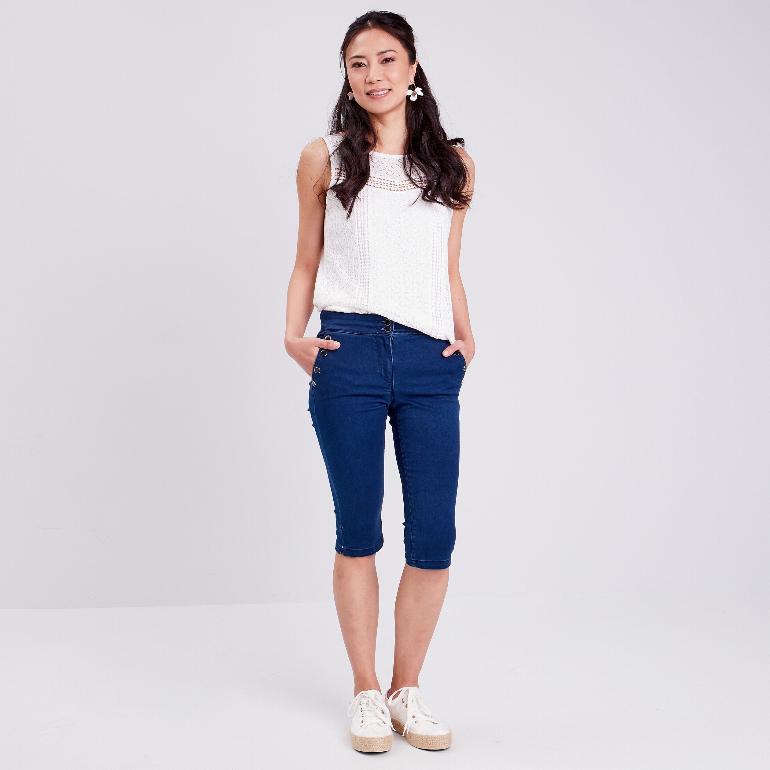 Pantacourt en jean femme pas cher on sale