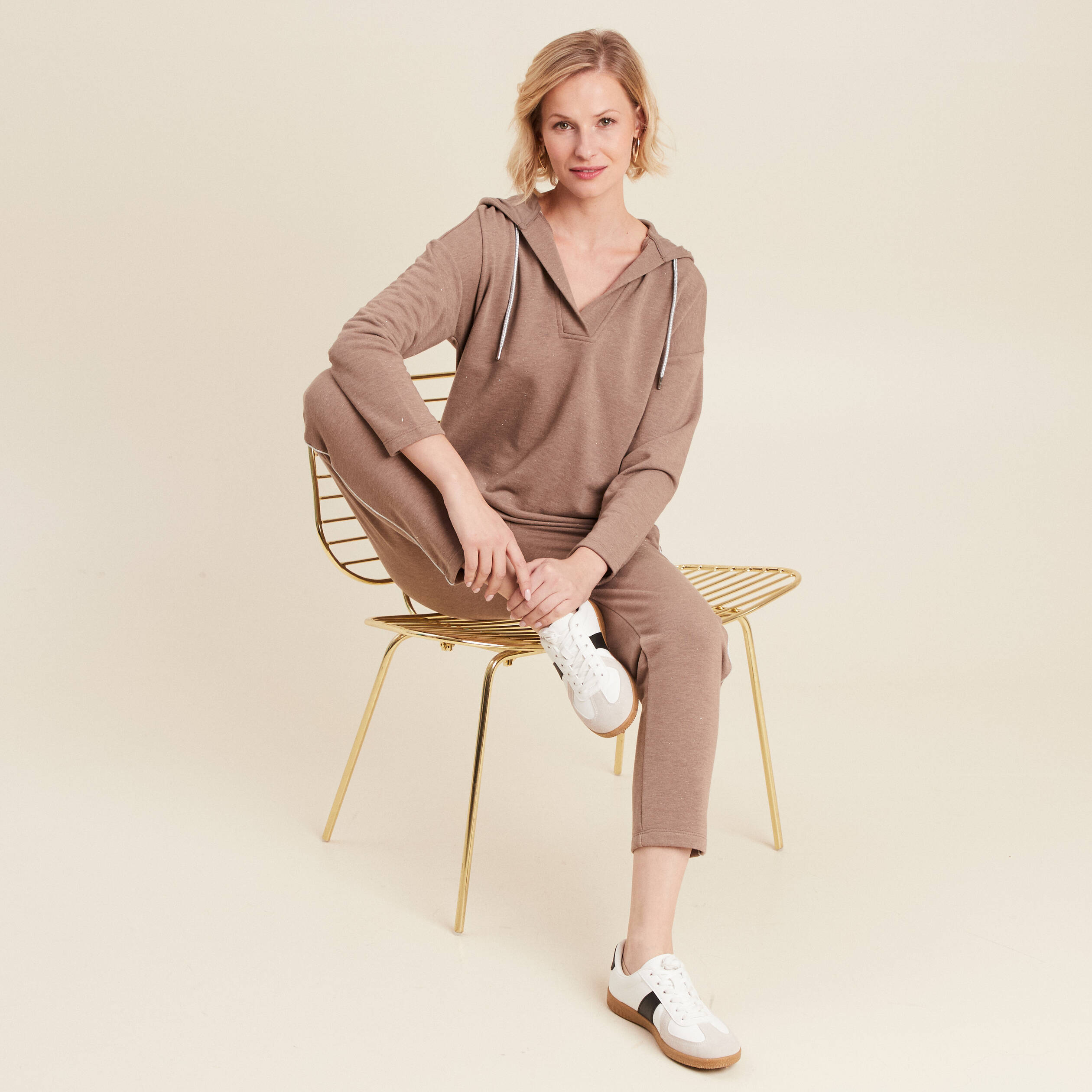 Pantalon jogging 7/8ème taupe femme
