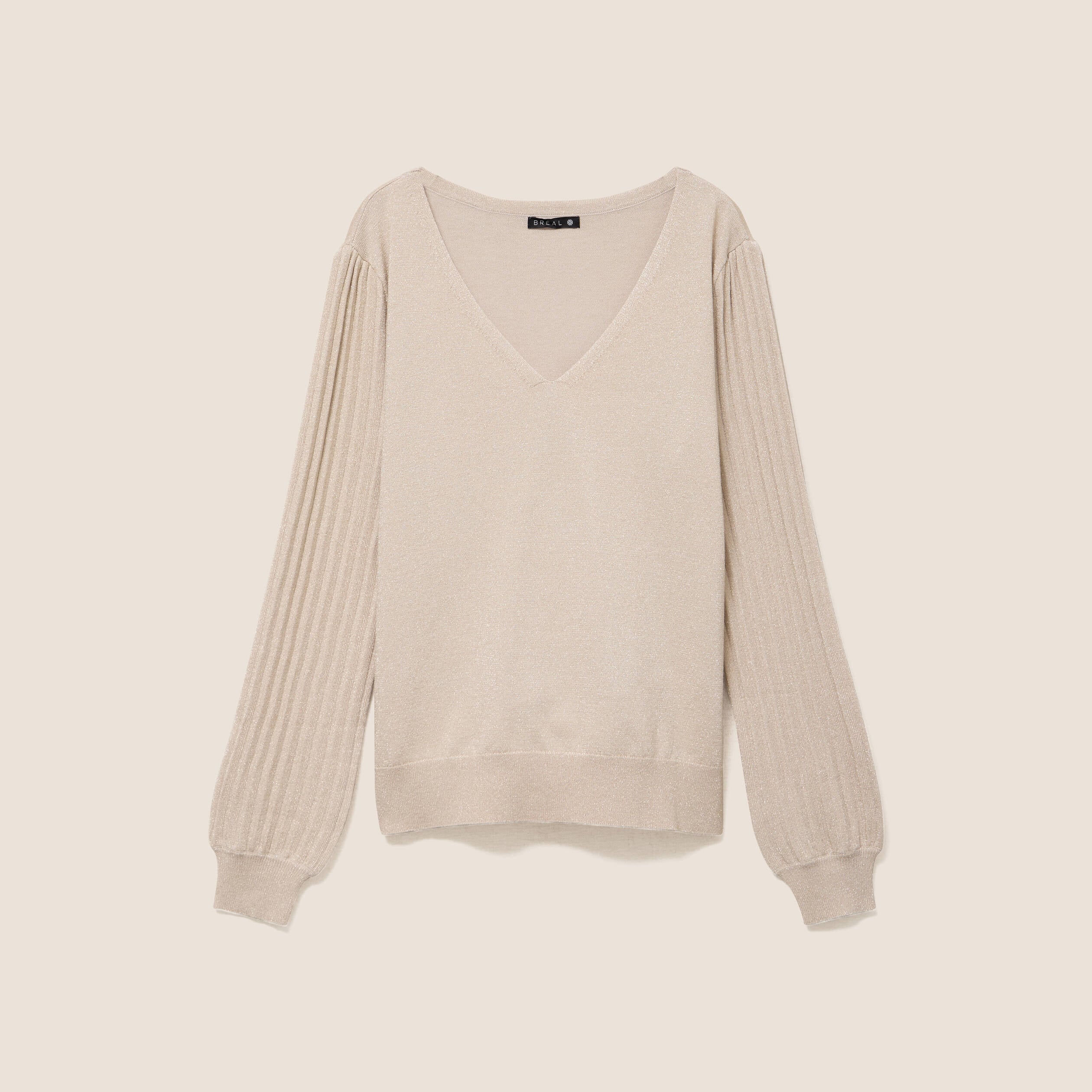 Pull manches longues couleur or femme