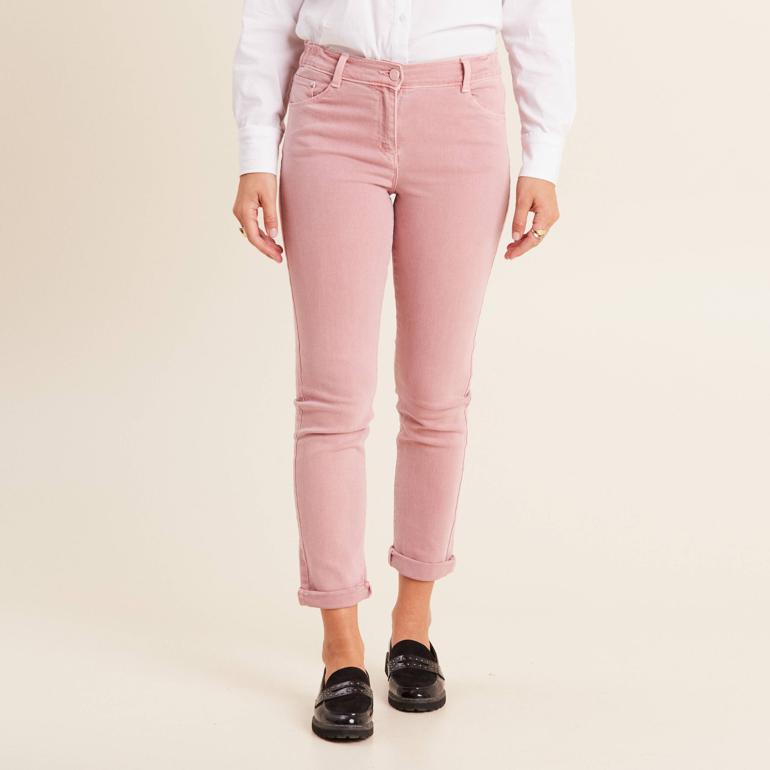 jean ajuste 78eme 5 poches mauve femme Jean ajusté 7/8ème 5 poches mauve femme