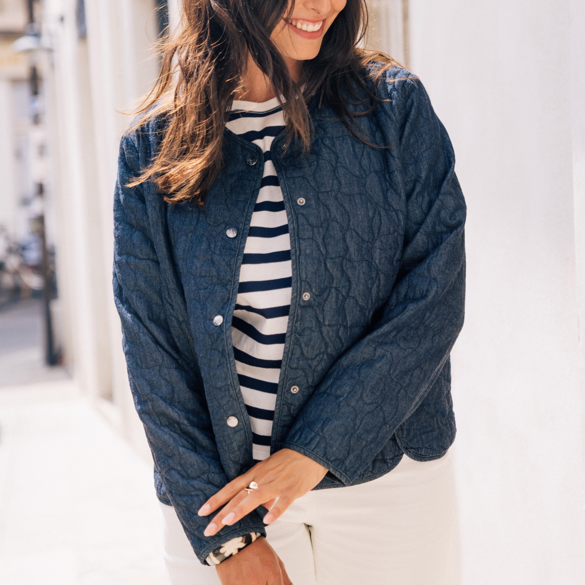 doudoune doublee sans col denim brut femme Doudoune doublée sans col denim brut femme