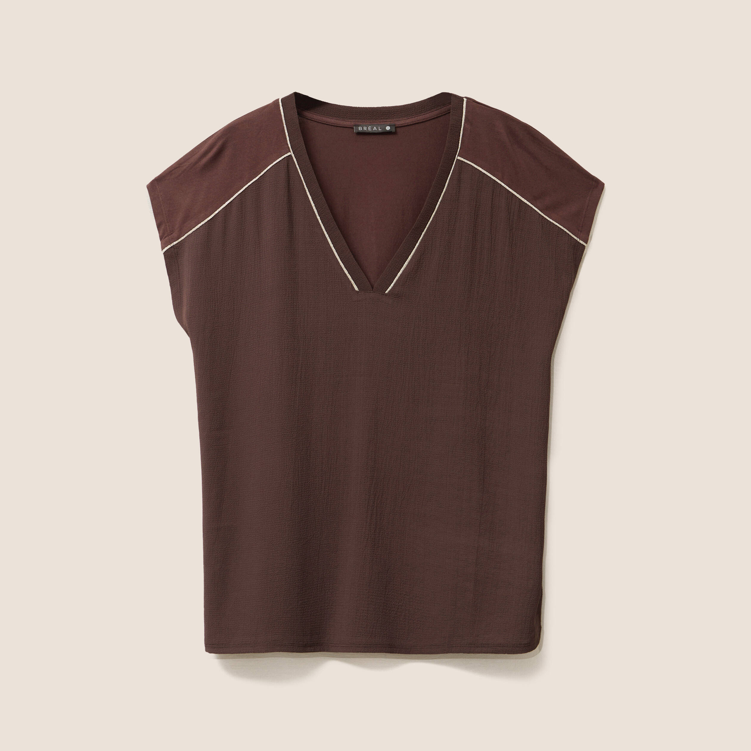 T-shirt manches courtes marron femme