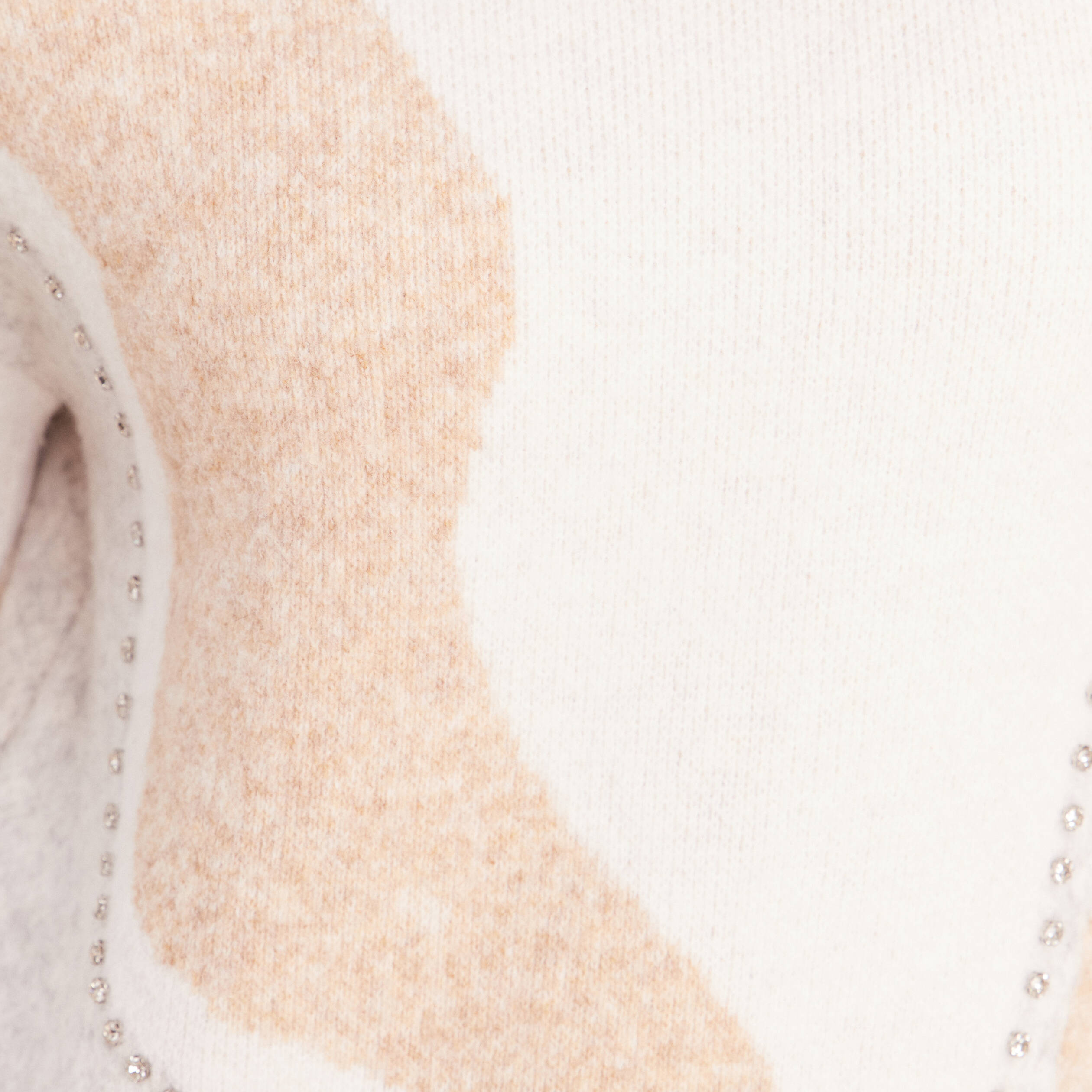 Pull col rond beige femme