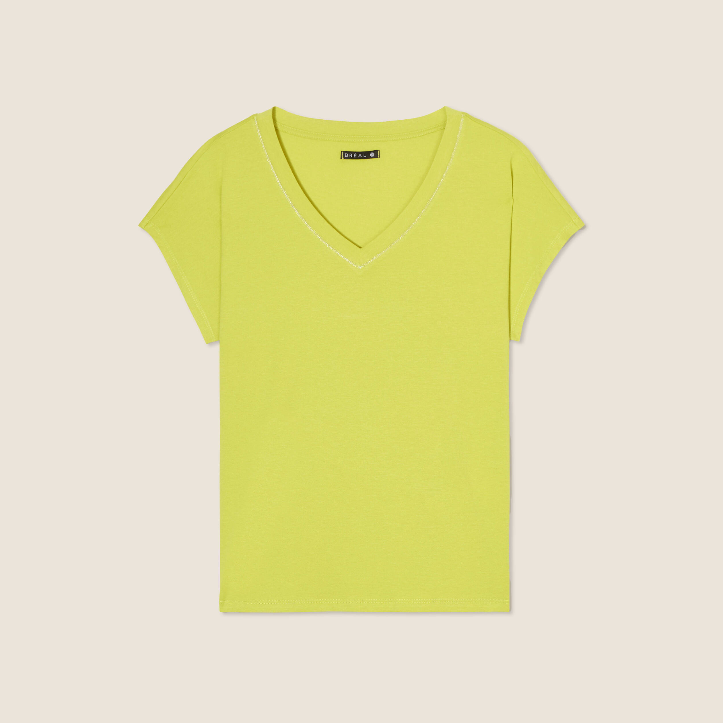 T-shirt manches courtes vert anis femme