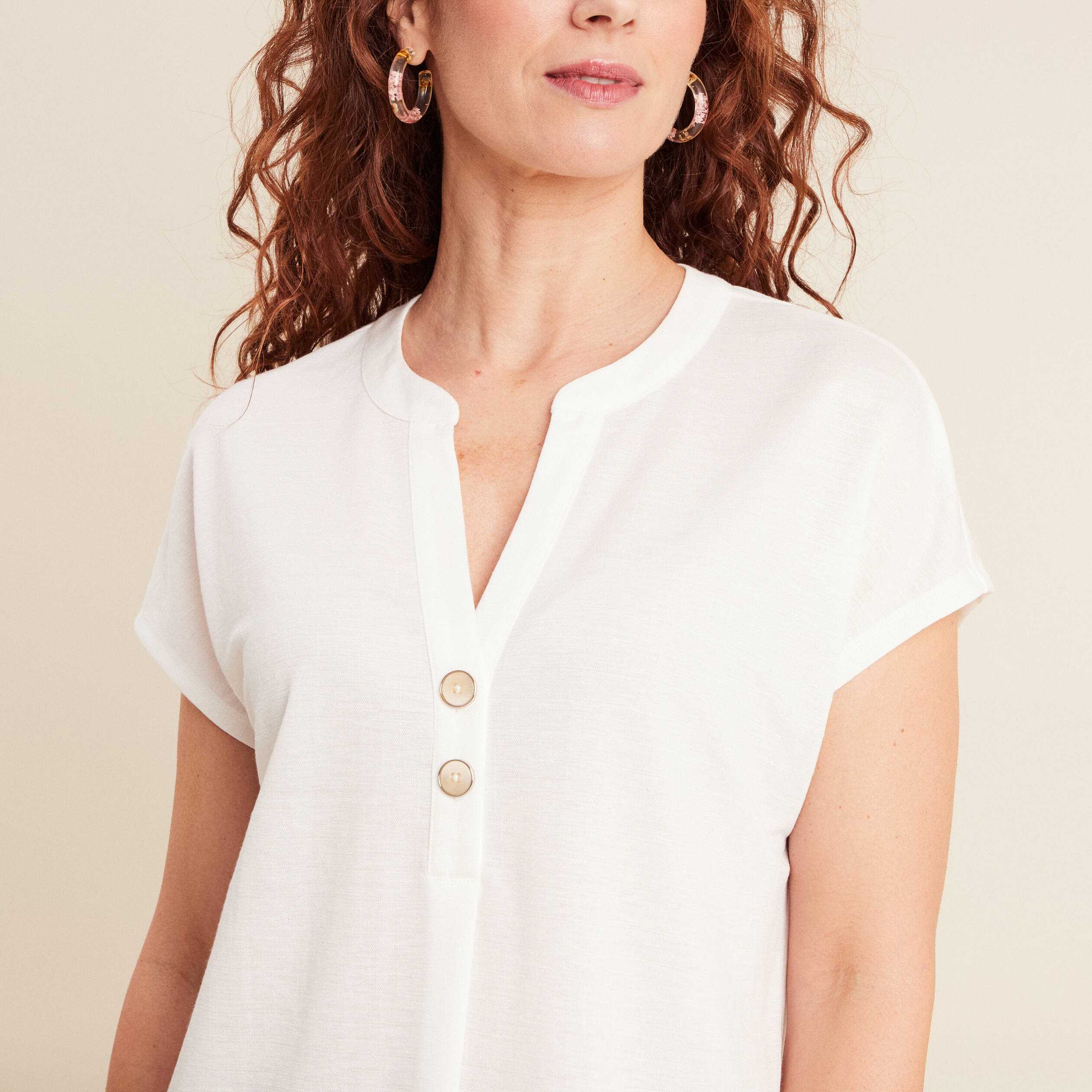 T-shirt manches courtes ecru femme