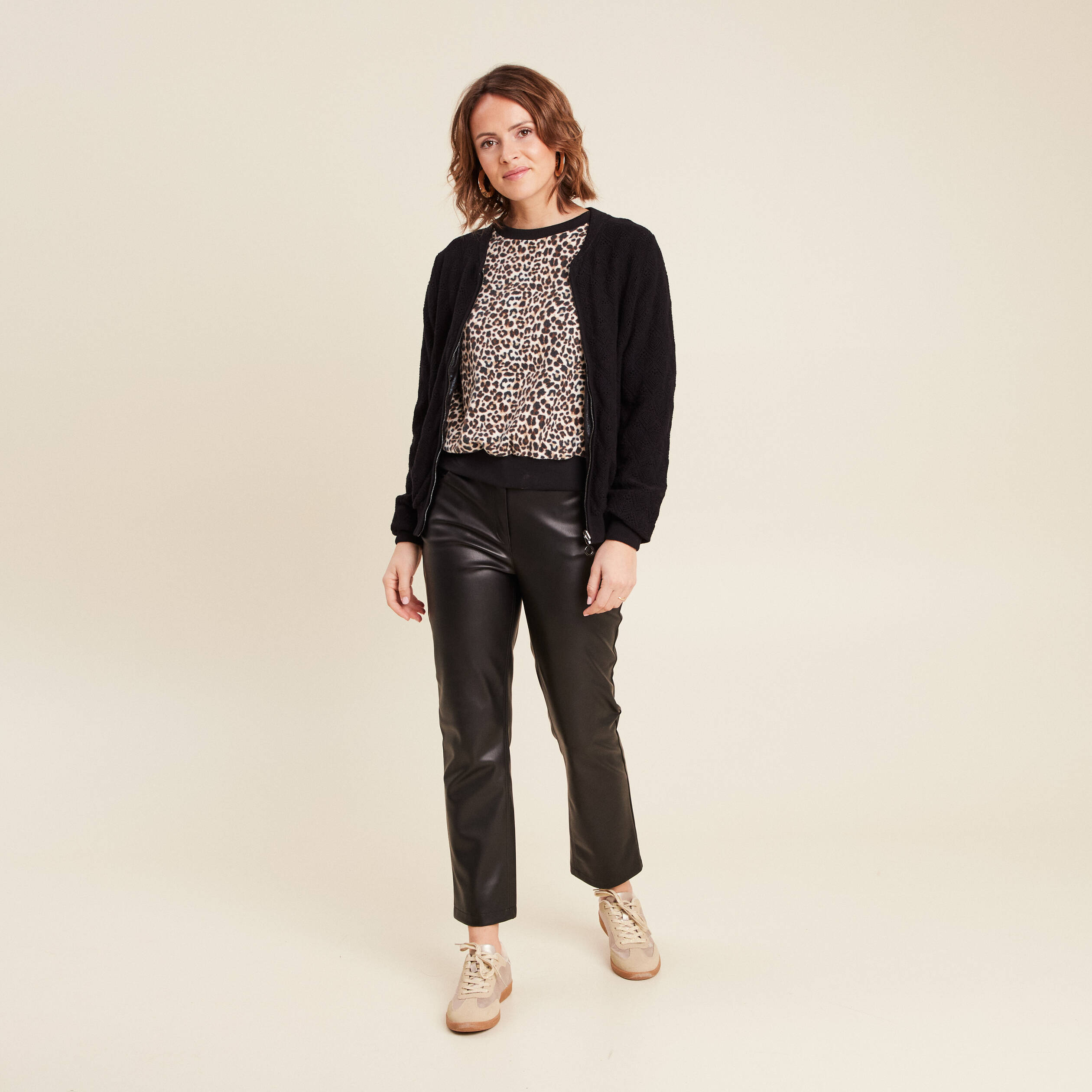 T-shirt manches 3/4 beige femme