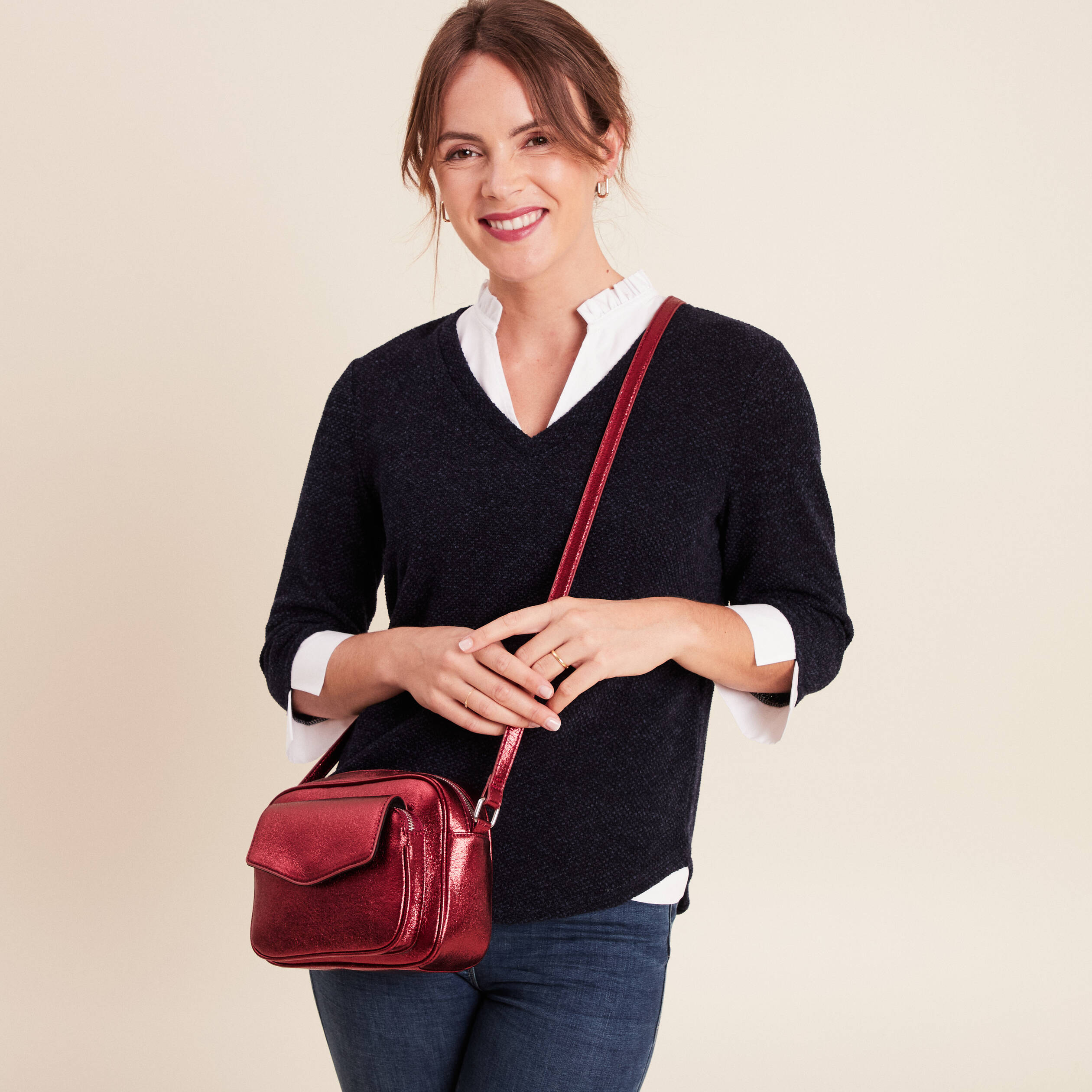 Sac Bandoulière Rouge Femme, Matière Nylon Et Polyester - Occasion