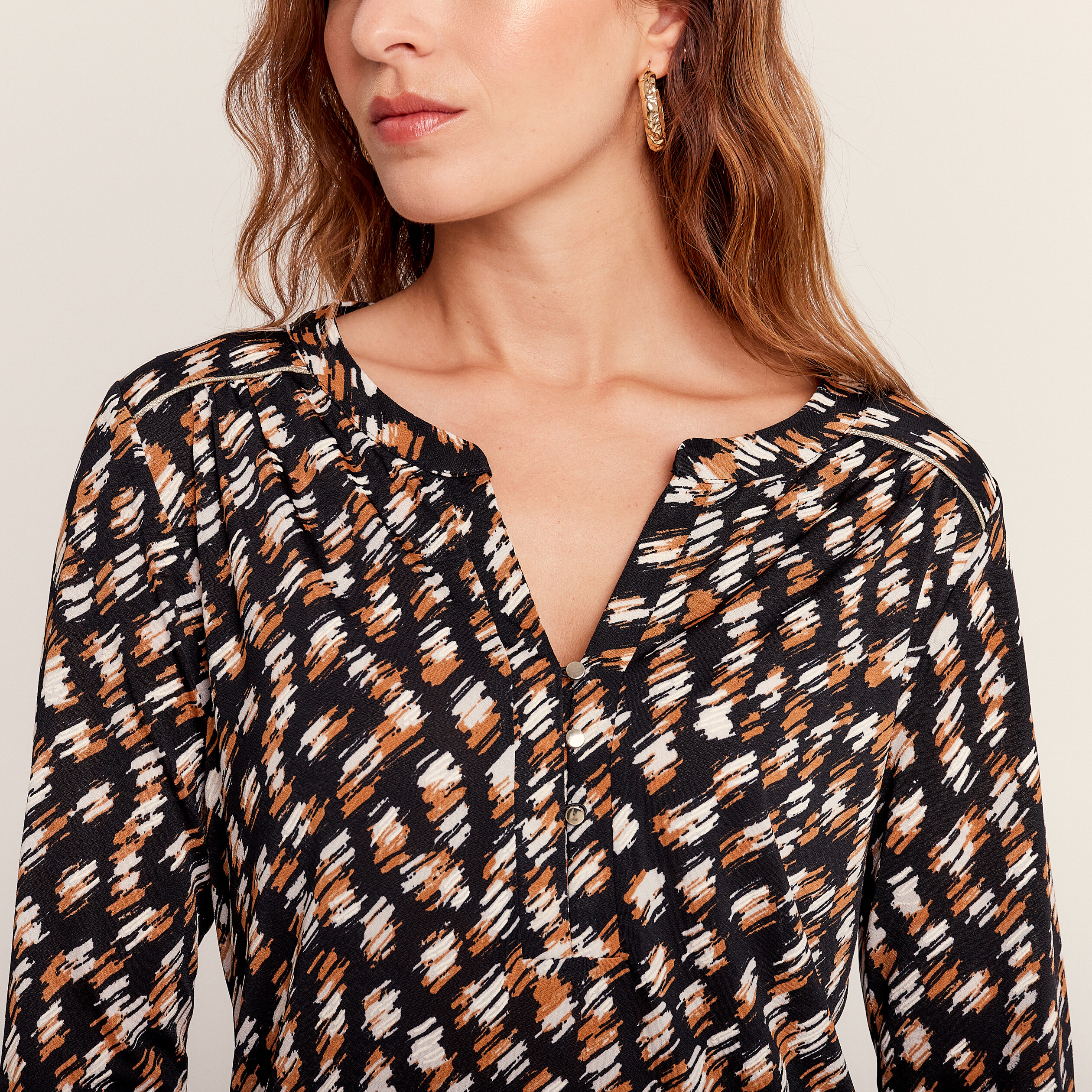 T-shirt manches 3/4 noir femme