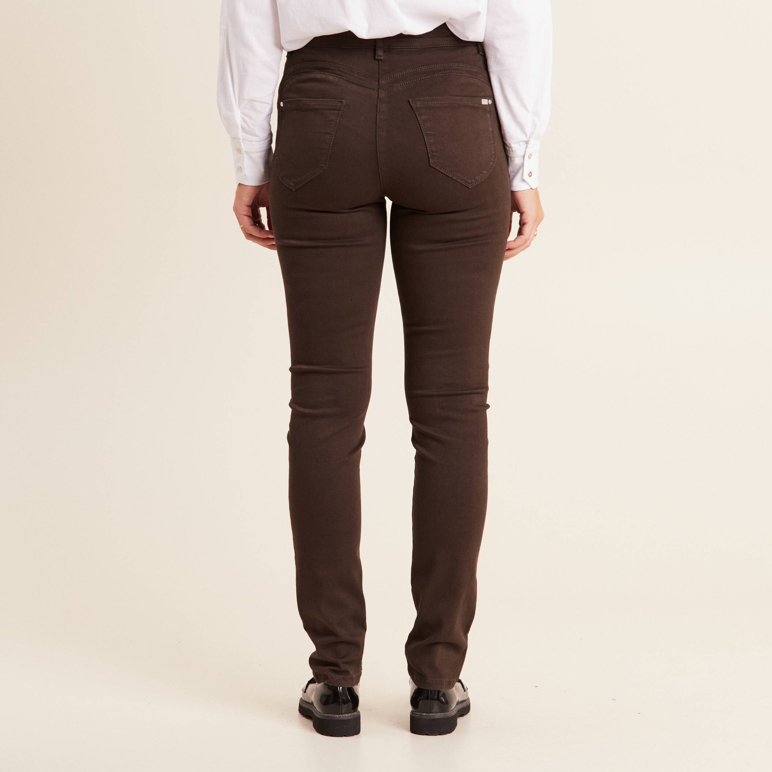 Jean marron femme online taille haute
